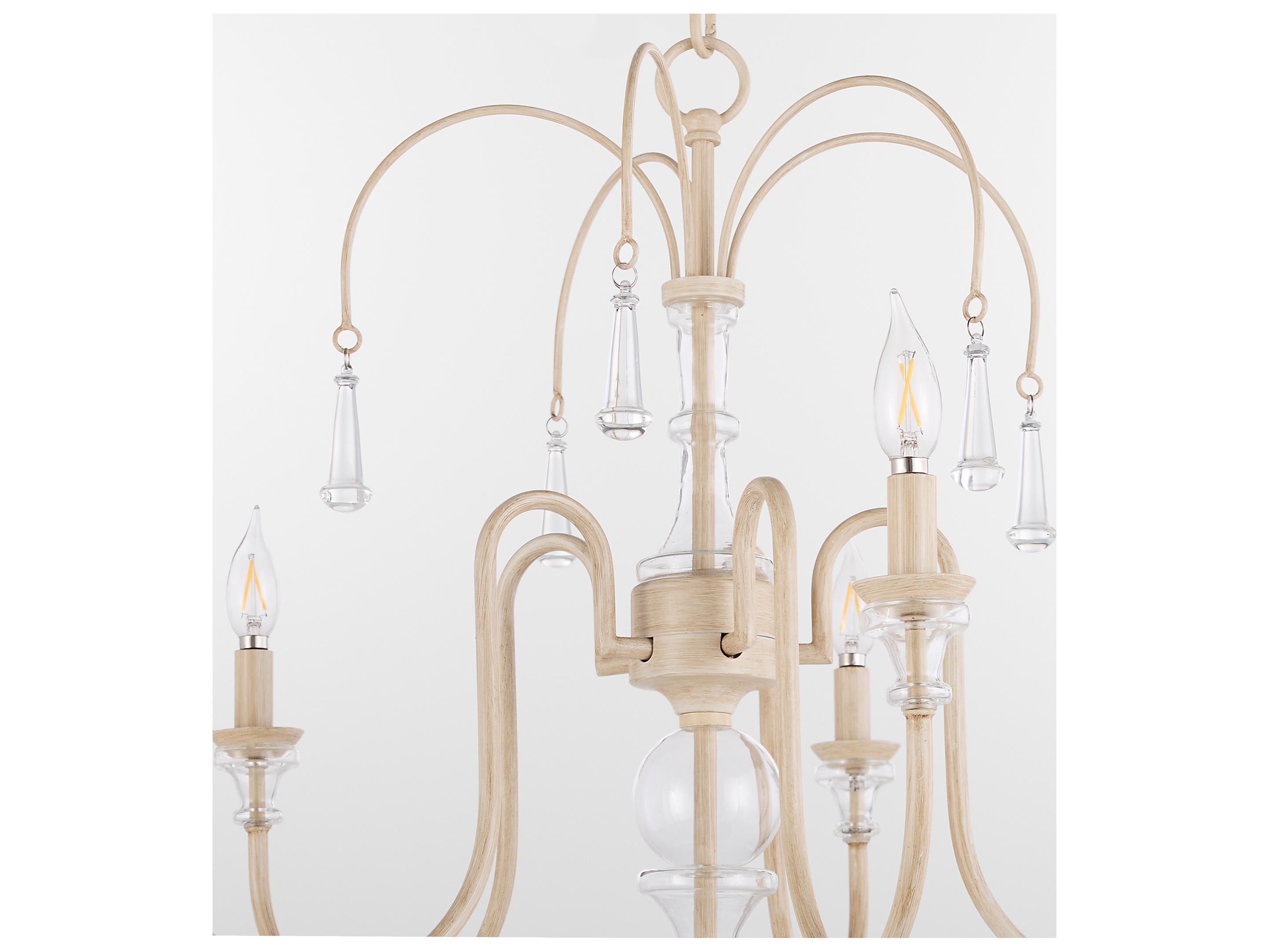 Quorum Clasica 5-Light Washed Oak Off White Candelabra Chandelier
