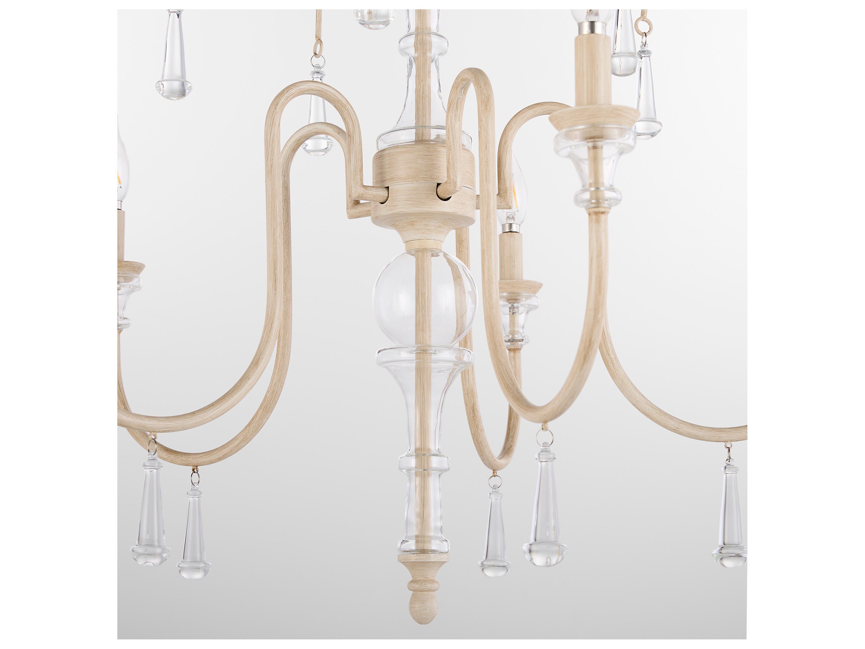 Quorum Clasica 5-Light Washed Oak Off White Candelabra Chandelier