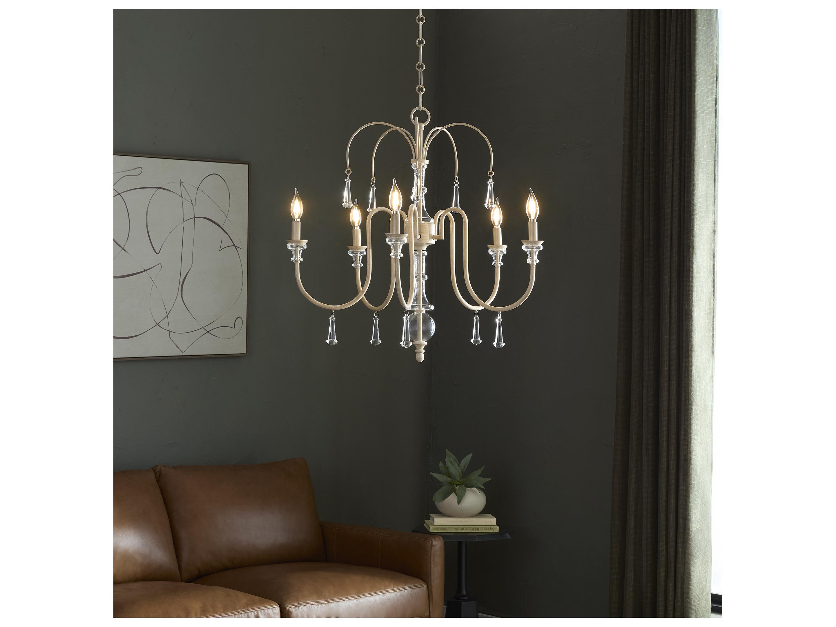 Quorum Clasica 5-Light Washed Oak Off White Candelabra Chandelier