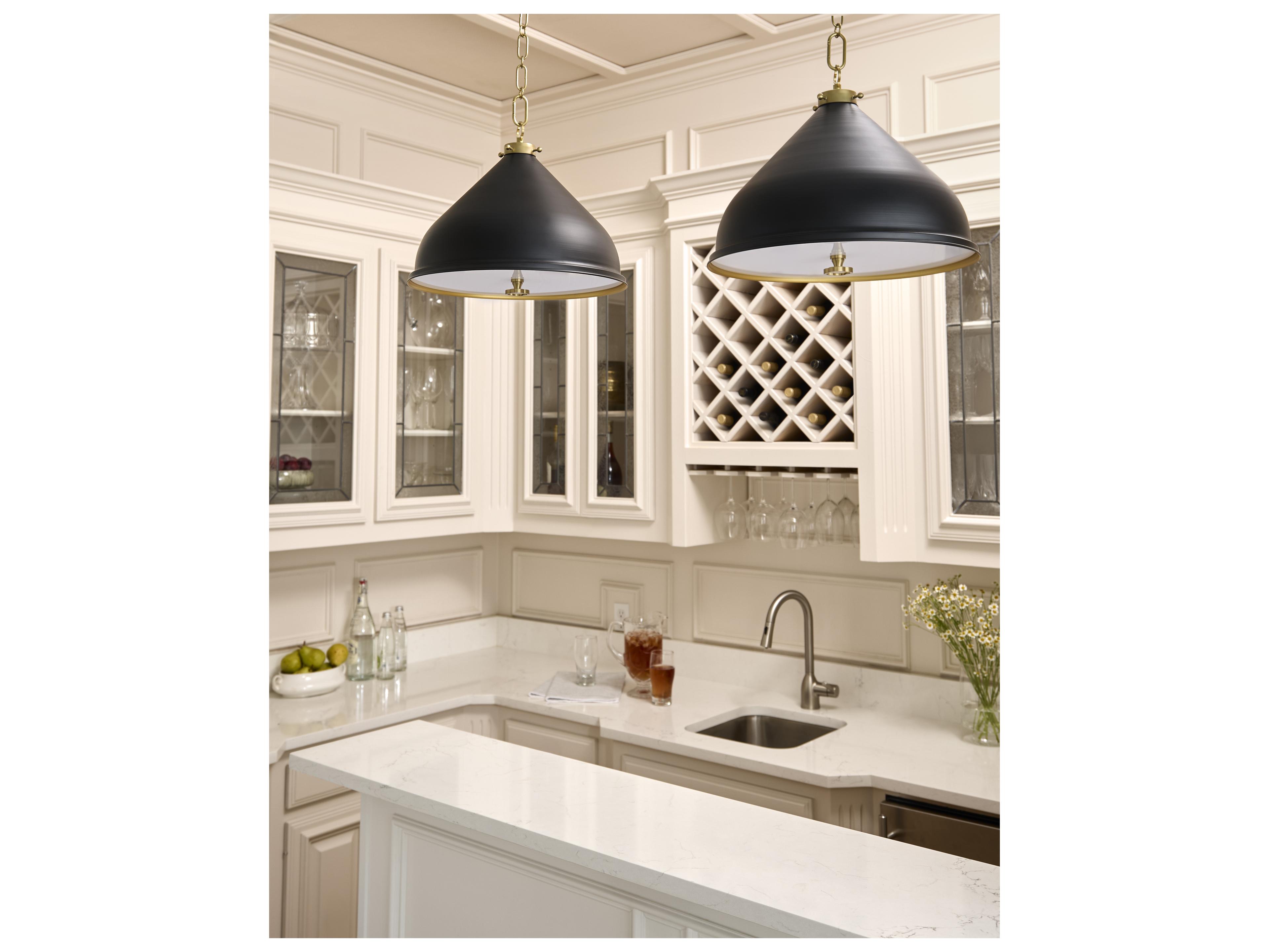 Quorum Bonnel 1-Light Matte Black Aged Brass Pendant