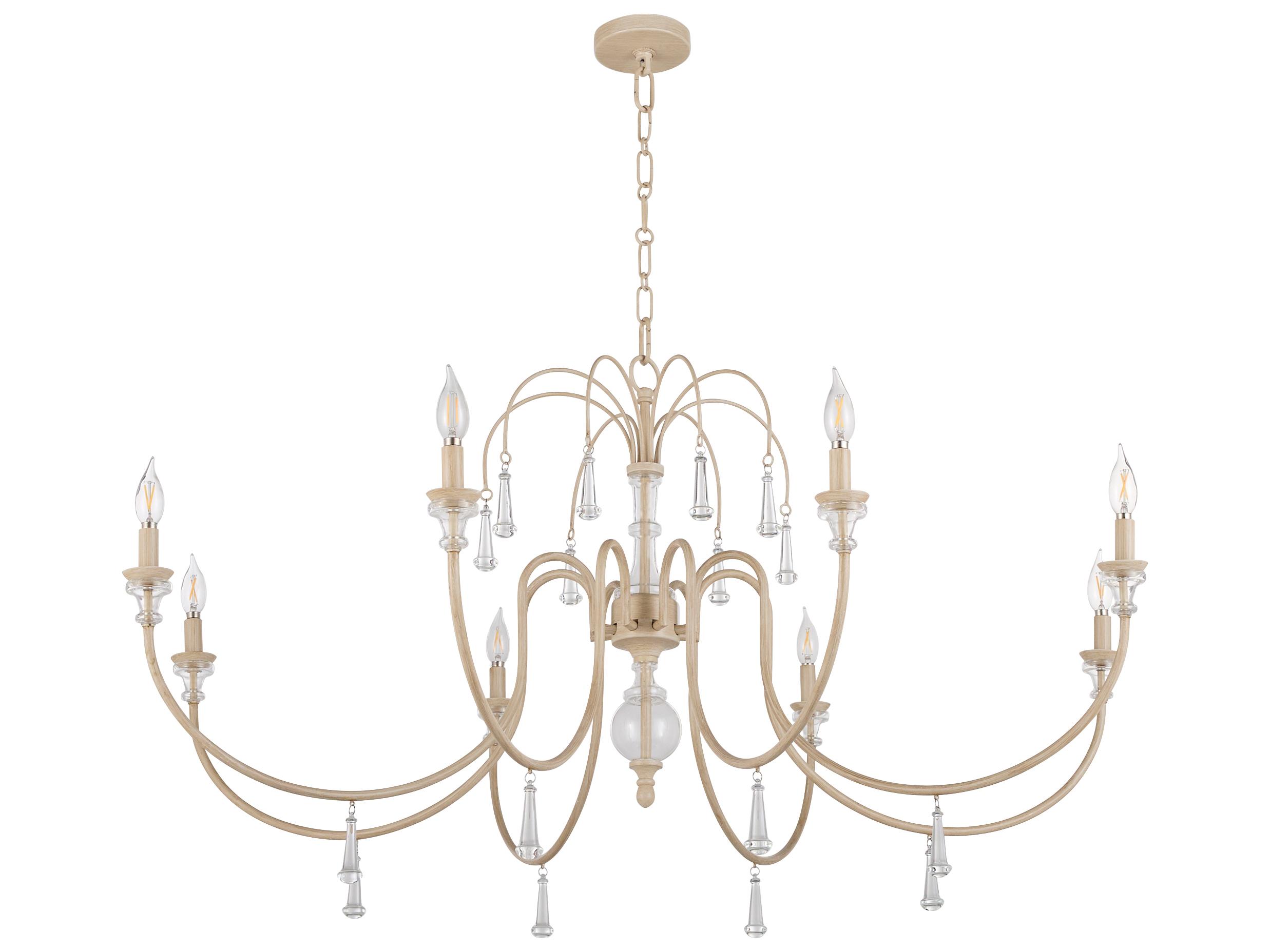 Quorum Clasica 8-Light Washed Oak Gold Candelabra Chandelier