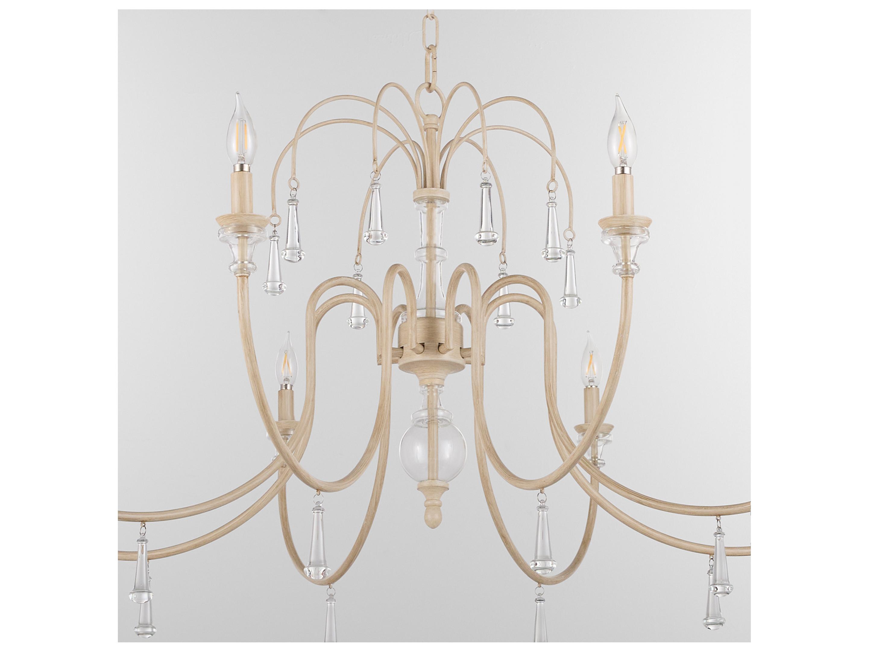 Quorum Clasica 8-Light Washed Oak Gold Candelabra Chandelier