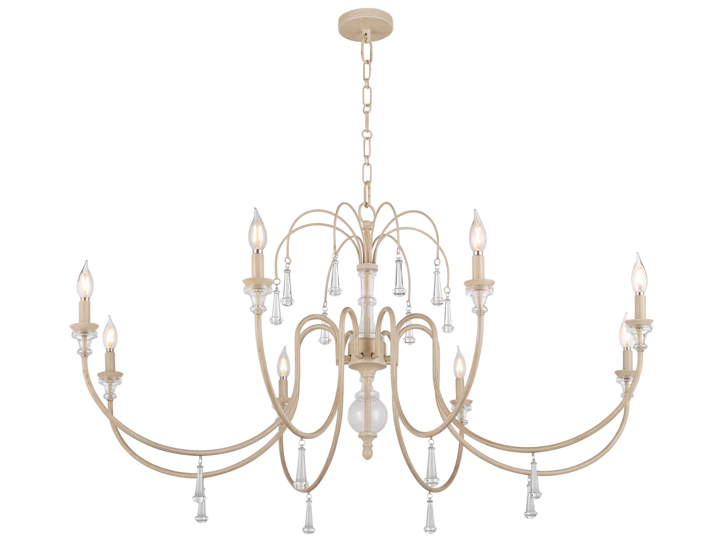 Quorum Clasica 8-Light Washed Oak Gold Candelabra Chandelier