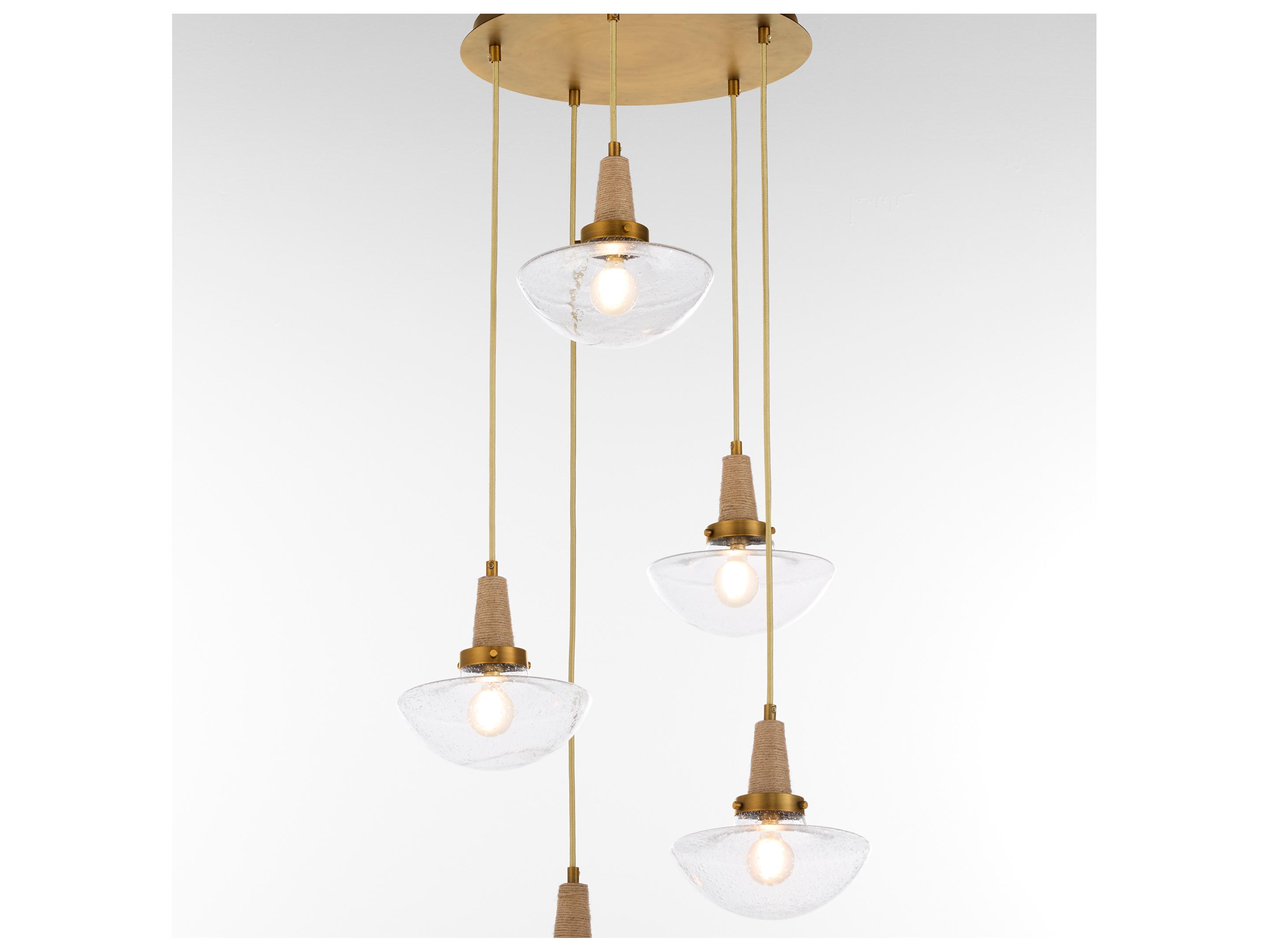 Quorum Stockport 5-Light Brushed Brass Bowl Tiered Pendant