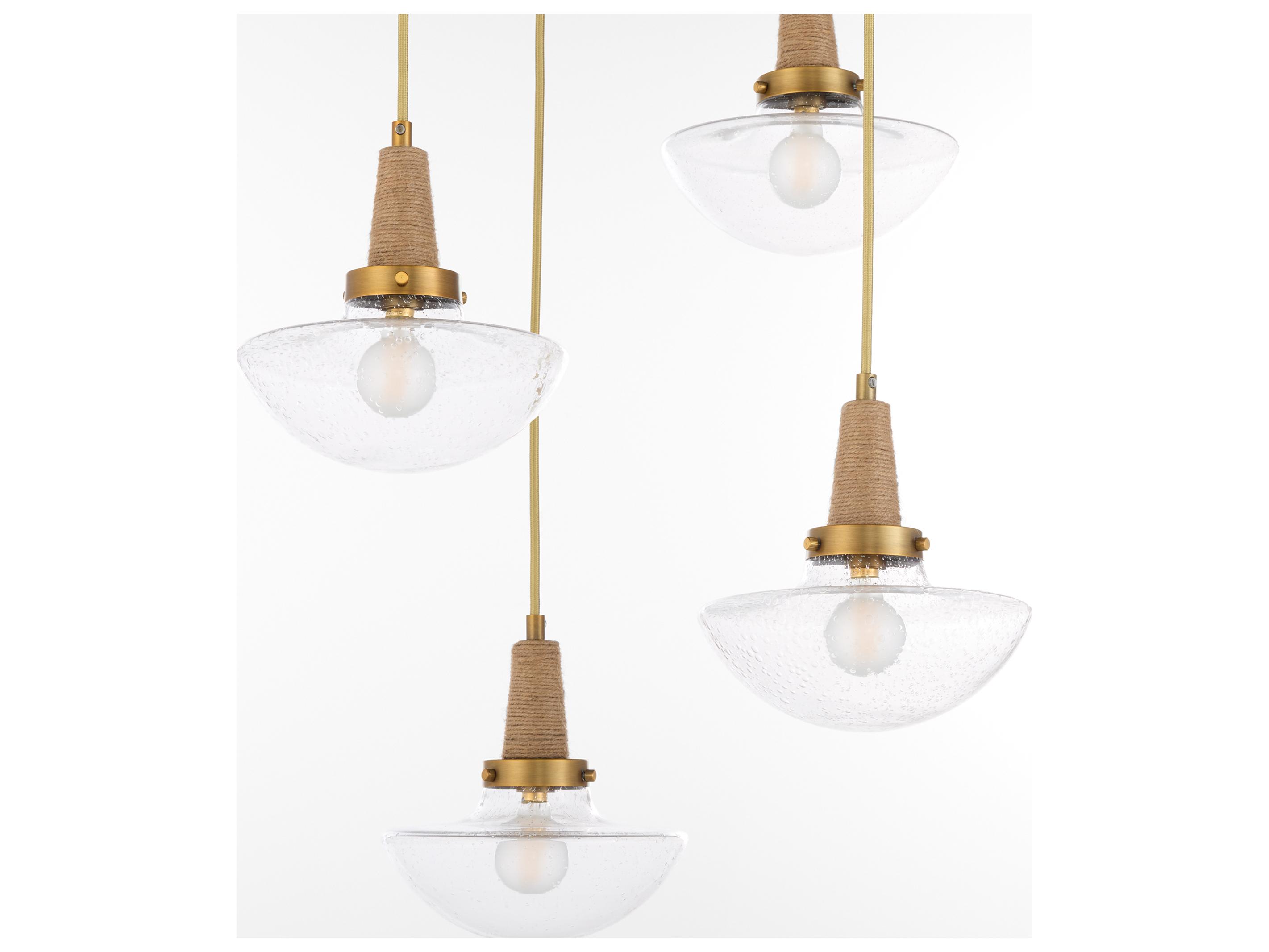 Quorum Stockport 5-Light Brushed Brass Bowl Tiered Pendant