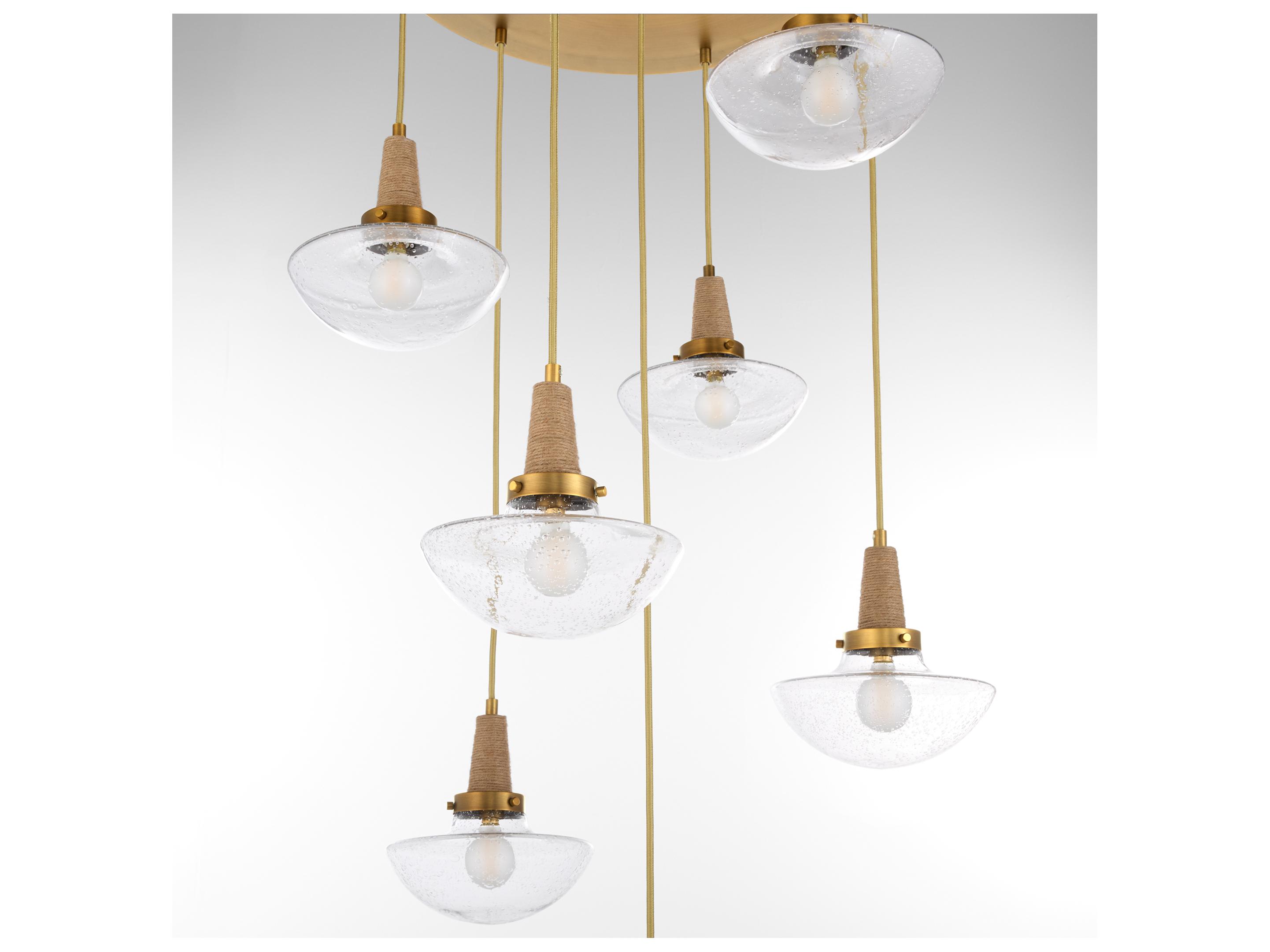 Quorum Stockport 7-Light Brushed Brass Bowl Tiered Pendant