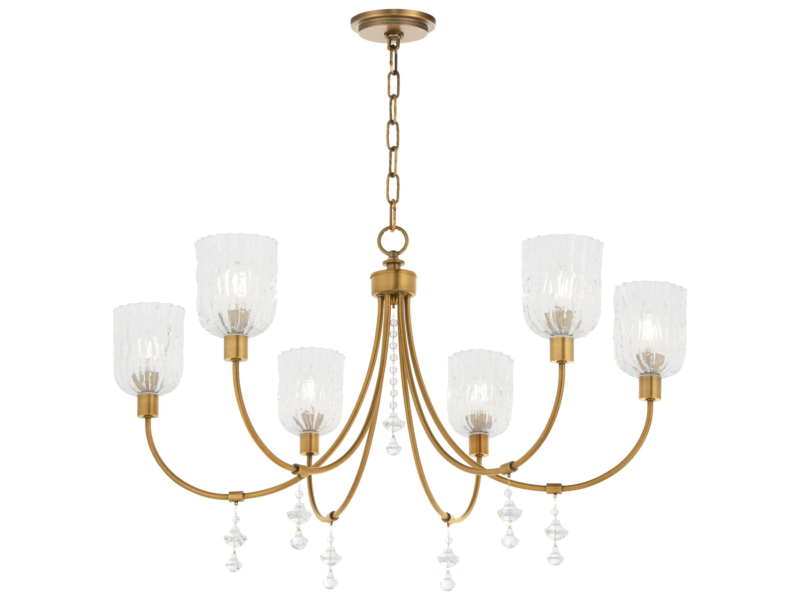 Quorum Meriam 6-Light Brushed Brass Candelabra Chandelier