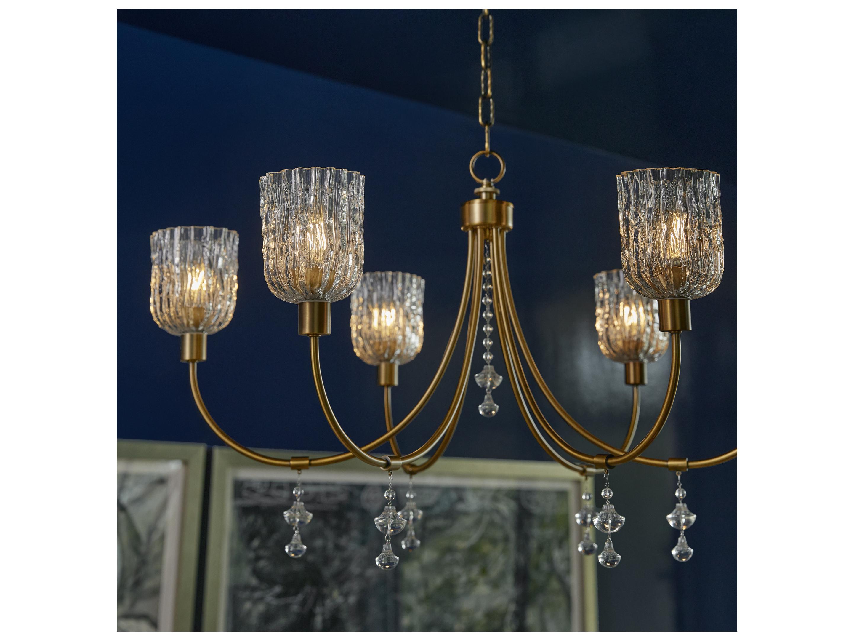 Quorum Meriam 6-Light Brushed Brass Candelabra Chandelier