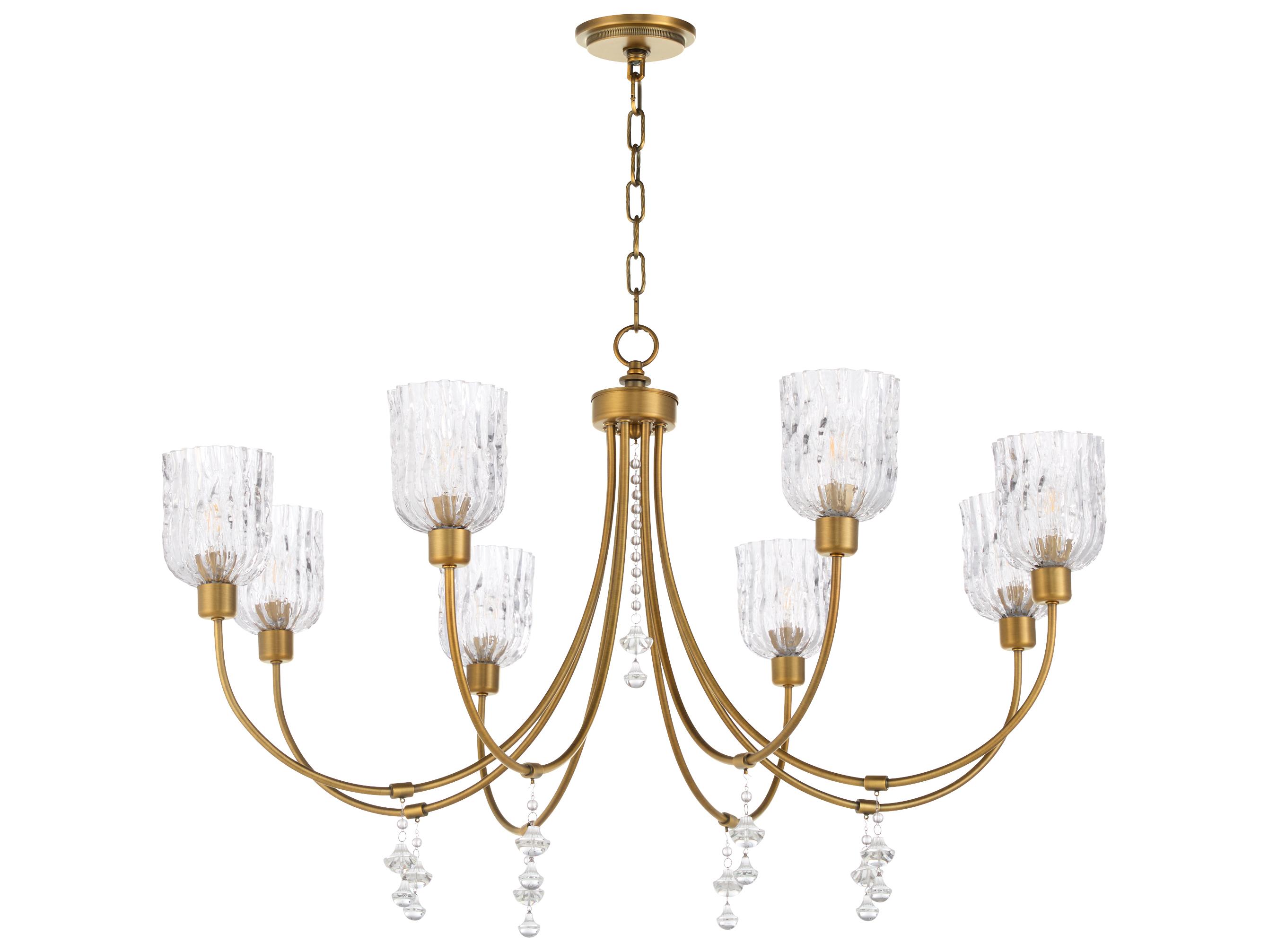 Quorum Meriam 8-Light Brushed Brass Candelabra Chandelier