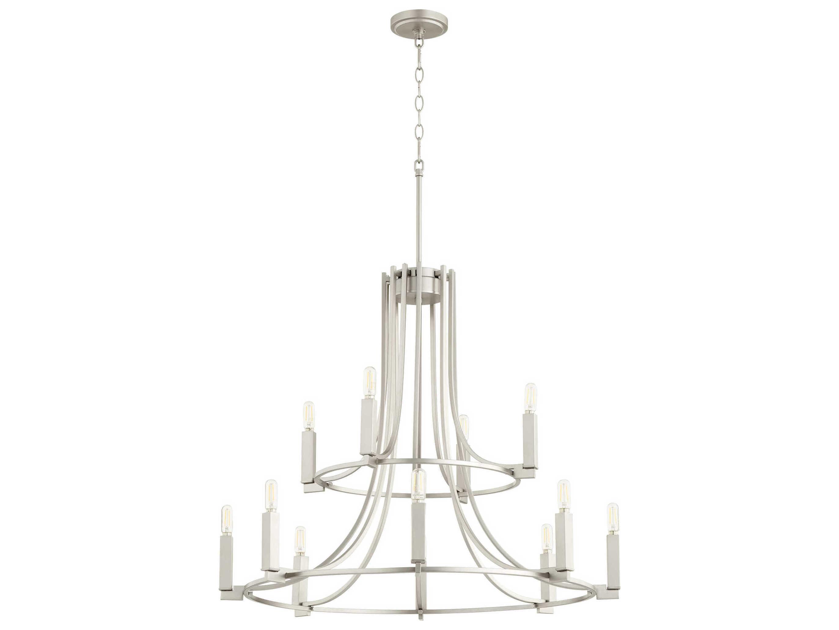 Quorum Olympus 12-Light Satin Nickel Candelabra Tiered Chandelier