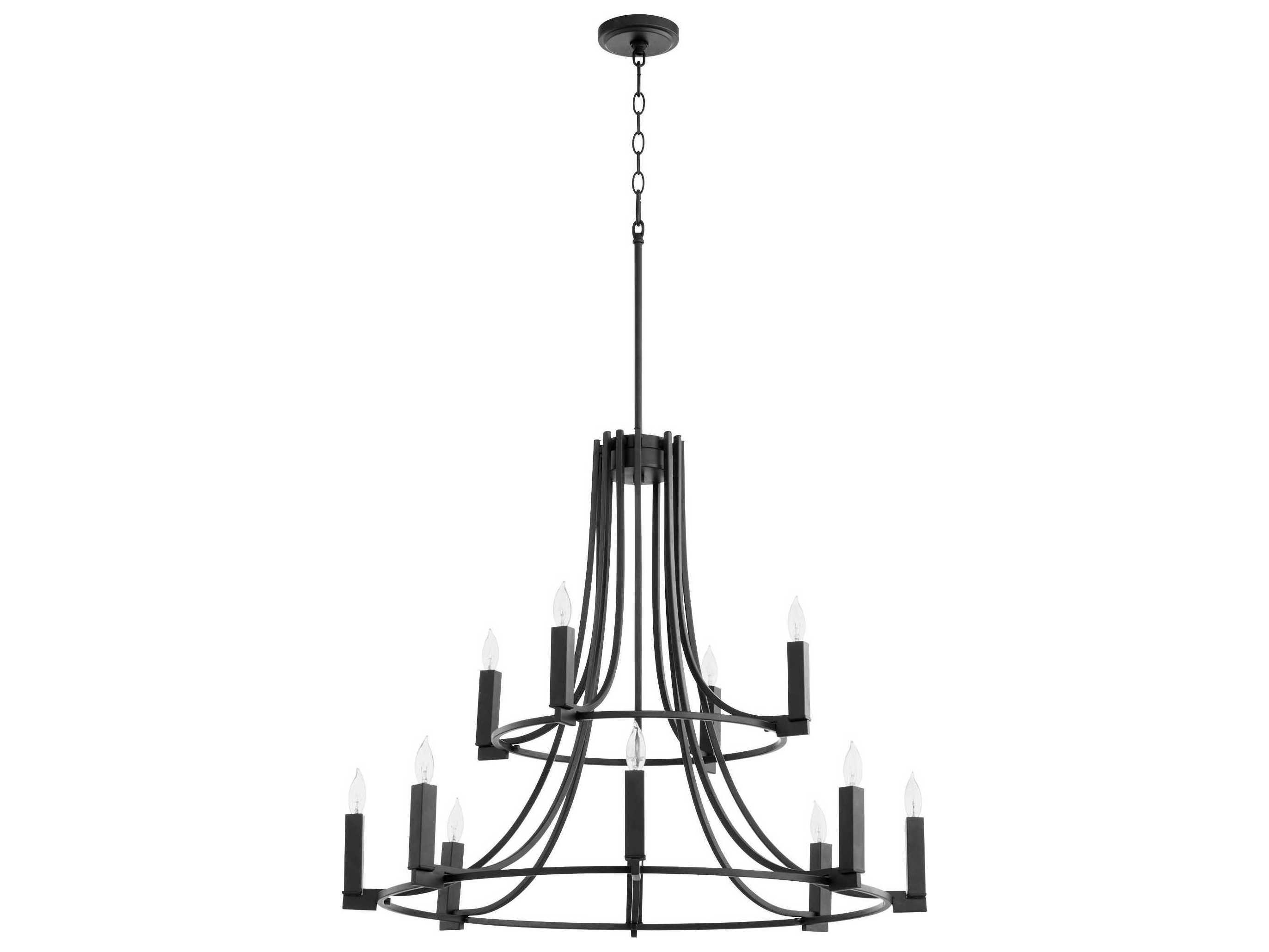 Quorum Olympus 12-Light Noir Black Candelabra Tiered Chandelier
