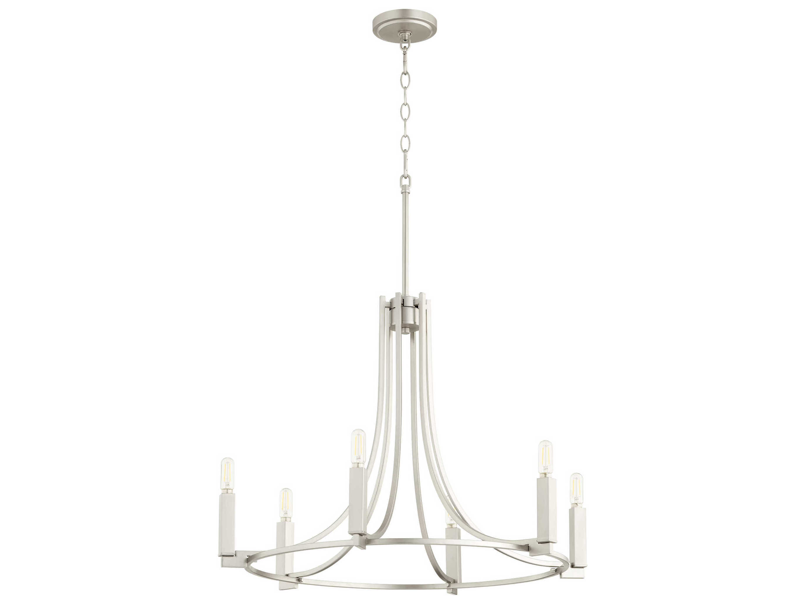 Quorum Olympus 6-Light Satin Nickel Candelabra Chandelier