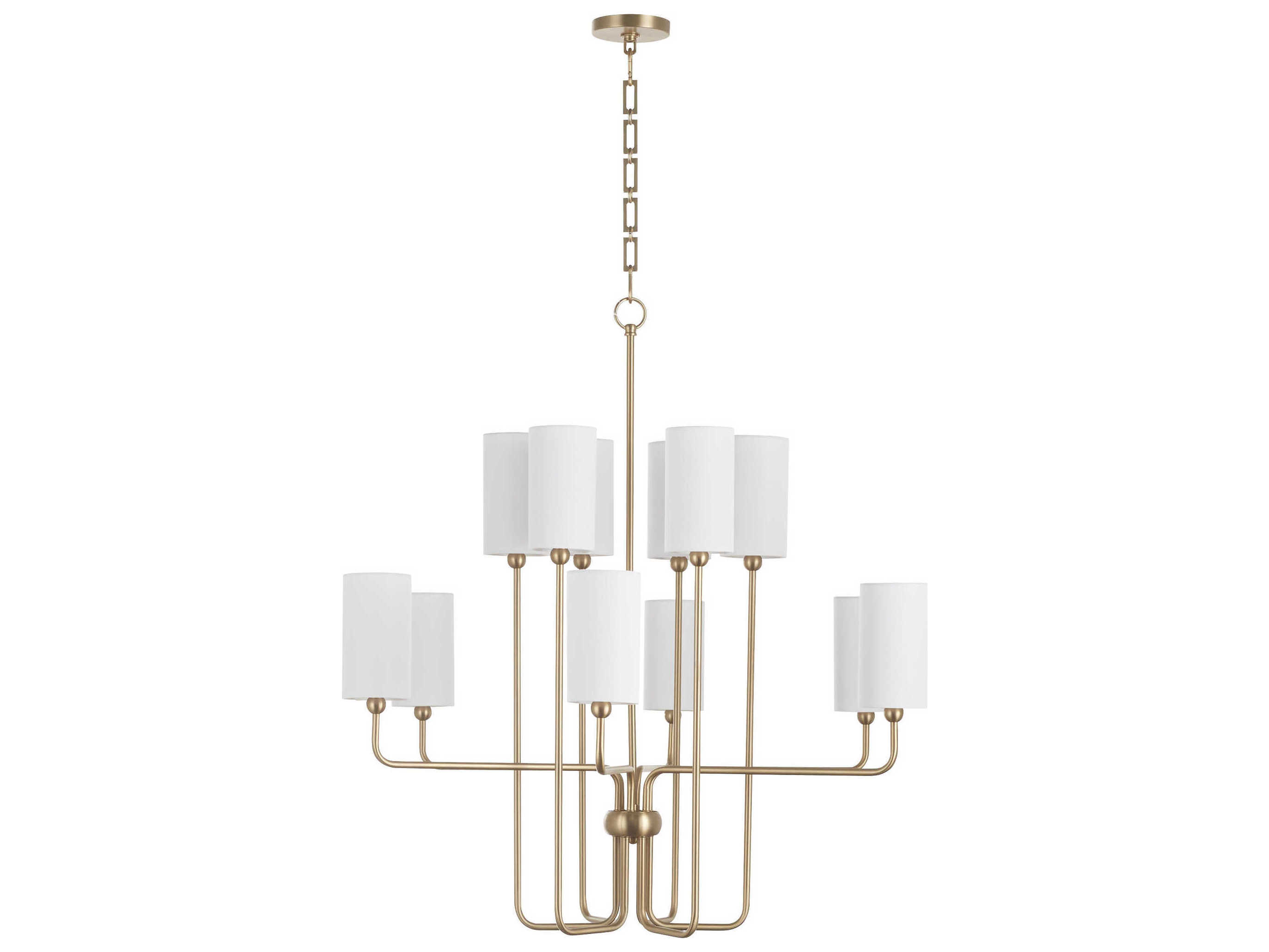 Quorum Charlotte 12-Light Aged Brass Cylinder Chandelier