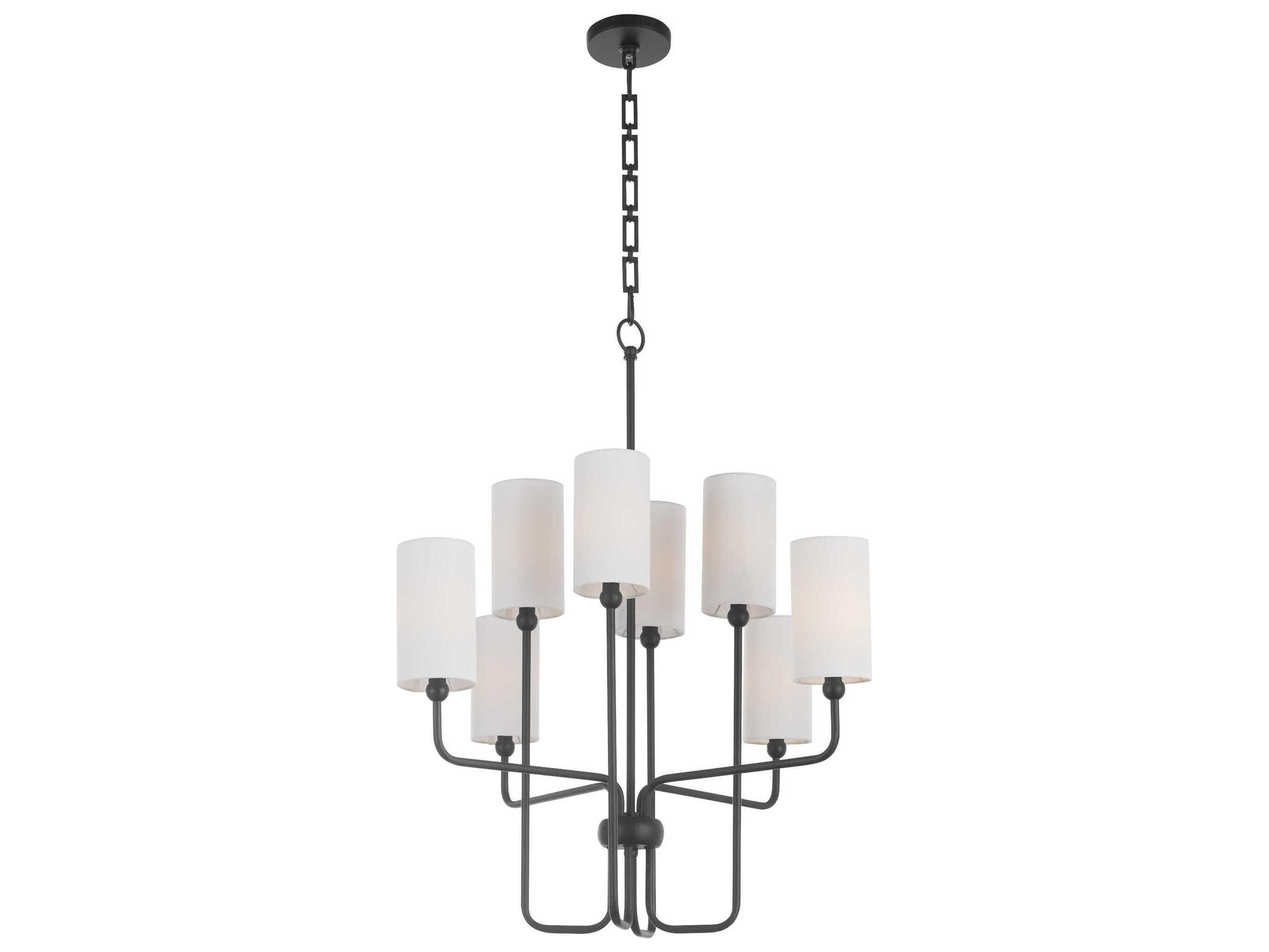 Quorum Charlotte 8-Light Matte Black Cylinder Chandelier