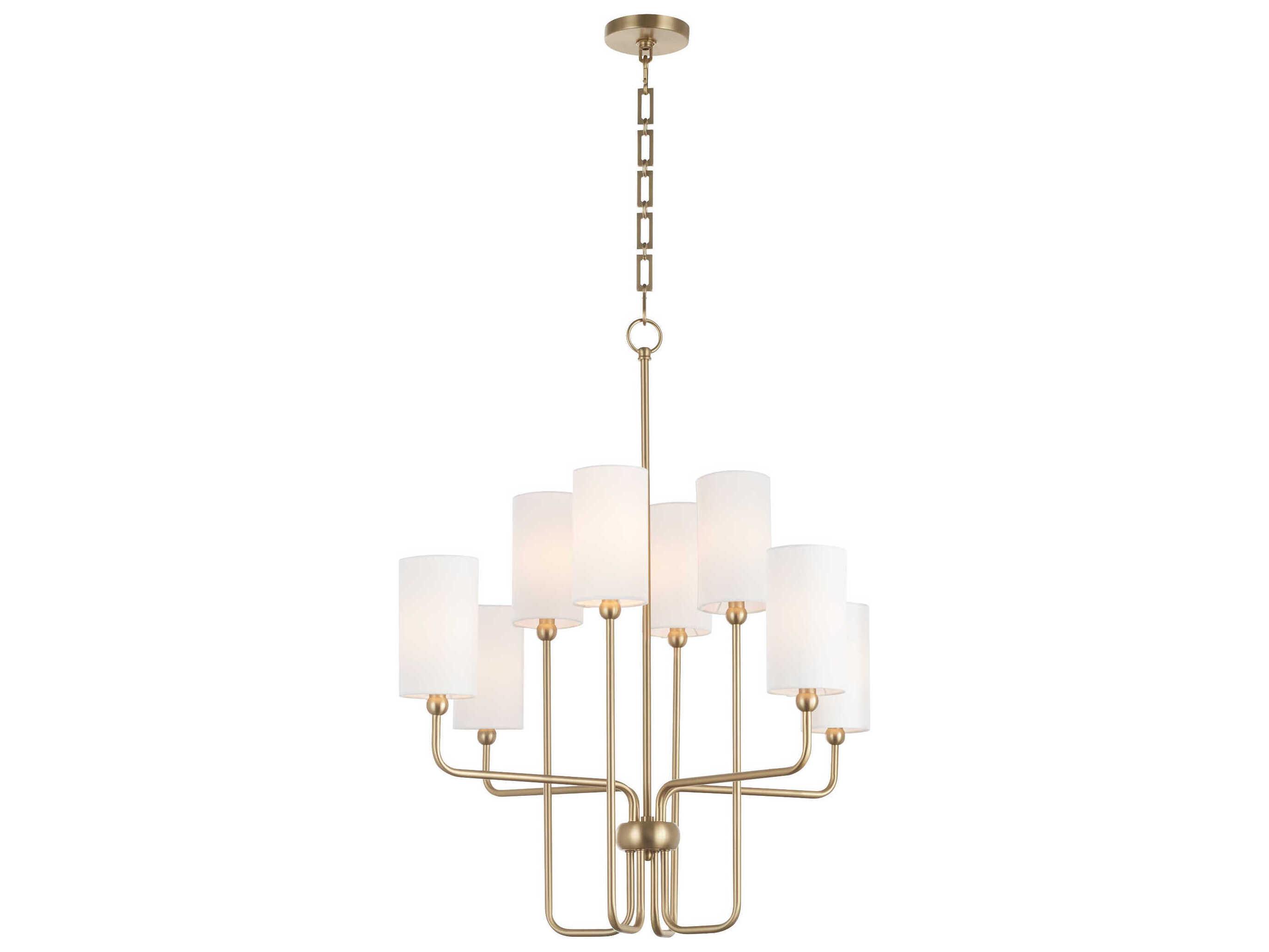 Quorum Charlotte 8-Light Aged Brass Cylinder Chandelier