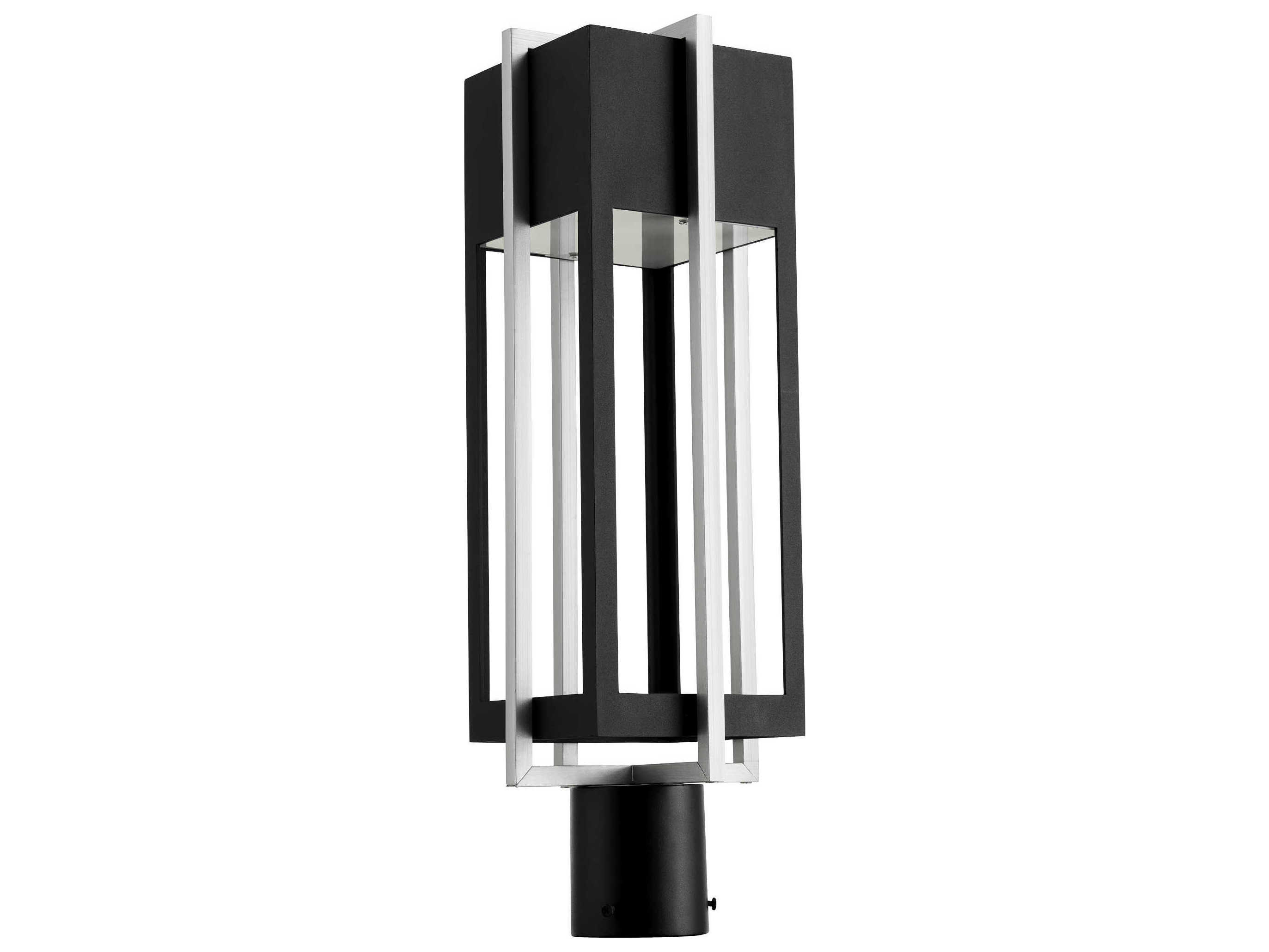 Quorum Al Fresco Noir with Brushed Aluminum 1 - Light Outdoor Post Light
