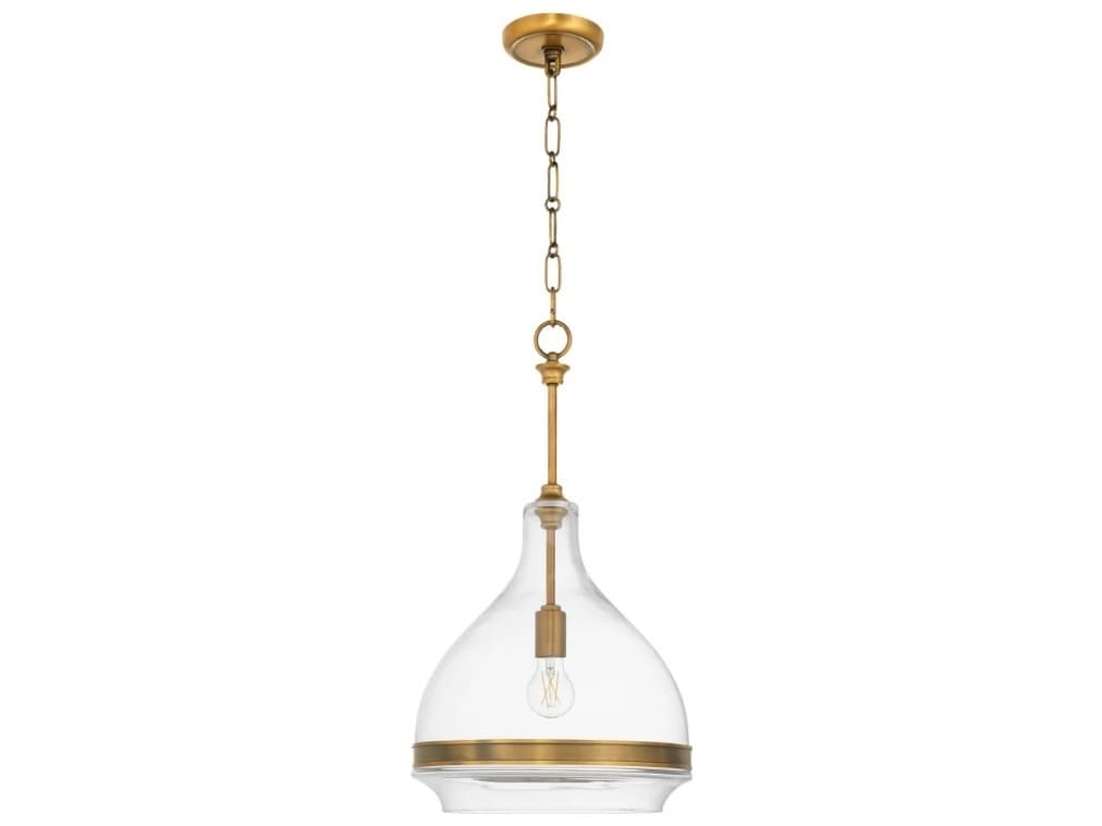Quorum Tilbrook 1-Light Brushed Brass Dome Pendant