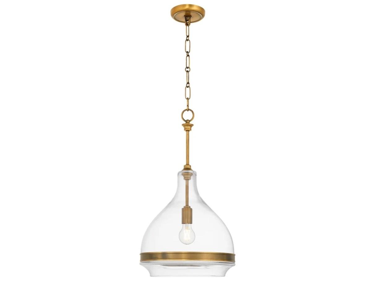 Quorum Tilbrook 1-Light Brushed Brass Dome Pendant