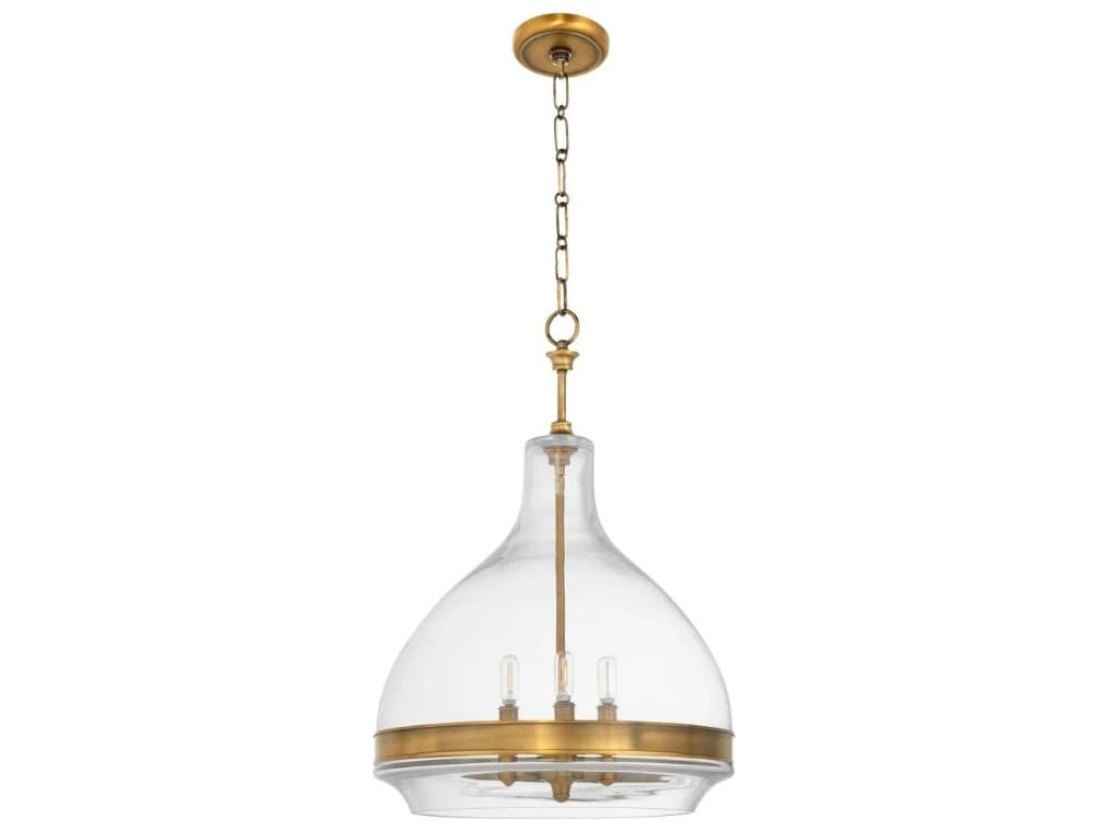 Quorum Tilbrook 3-Light Brushed Brass Dome Pendant