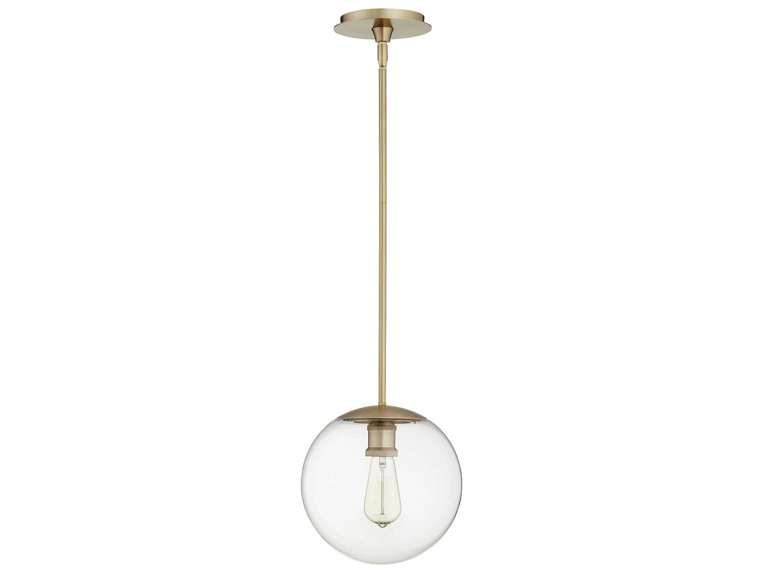 Quorum 1-Light Aged Brass Glass Globe Mini Pendant