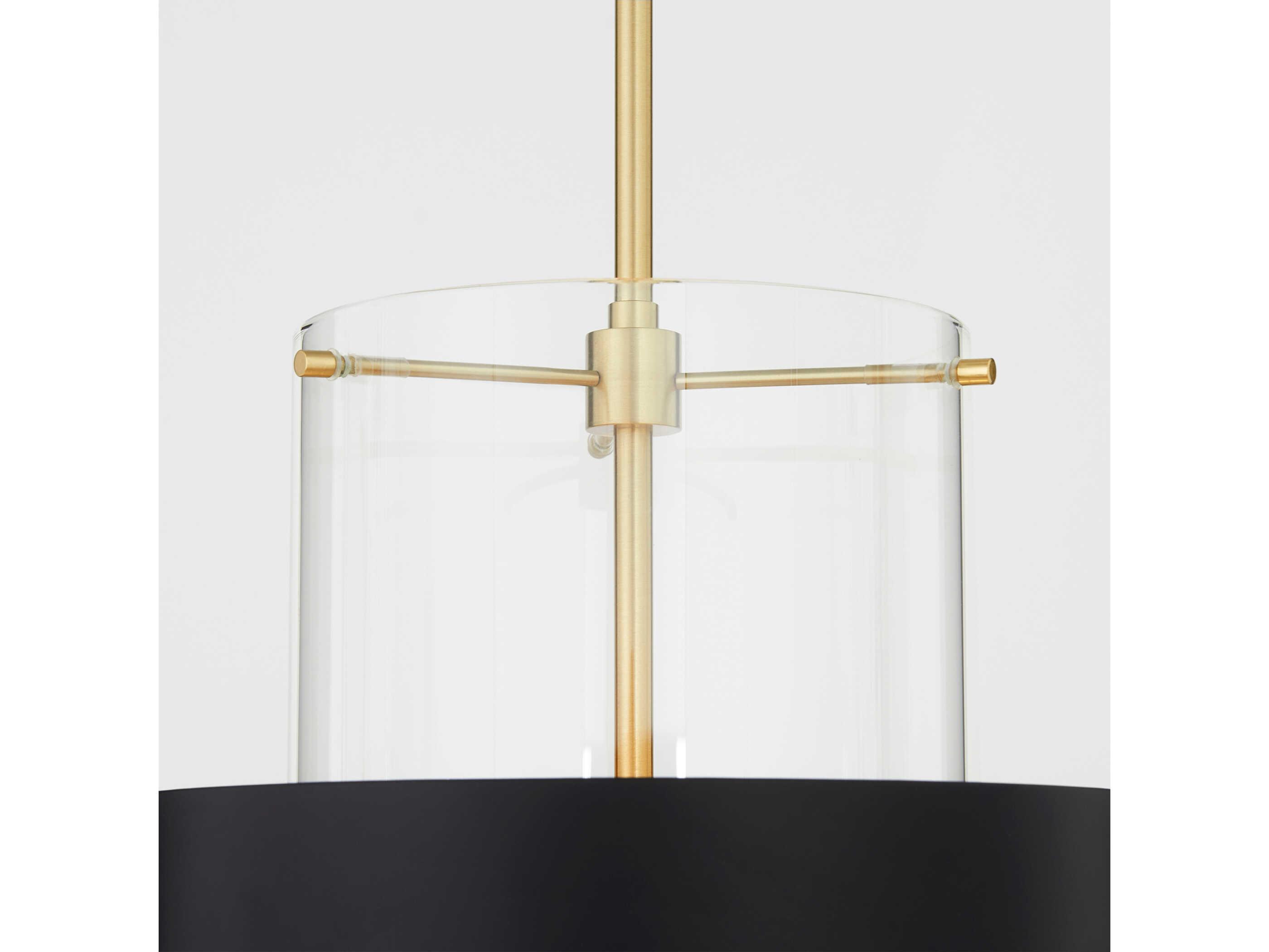 Quorum 1-Light Matte Black Aged Brass Drum Mini Pendant