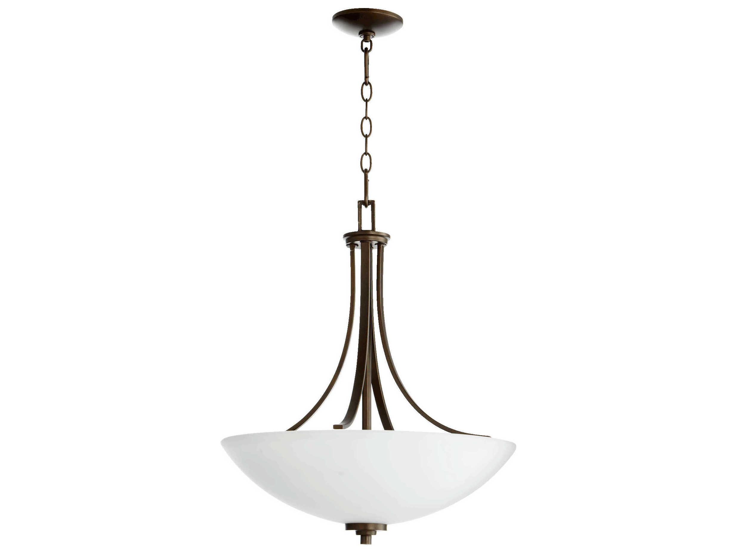 Quorum Reyes 4-Light Oiled Bronze Glass Bowl Pendant