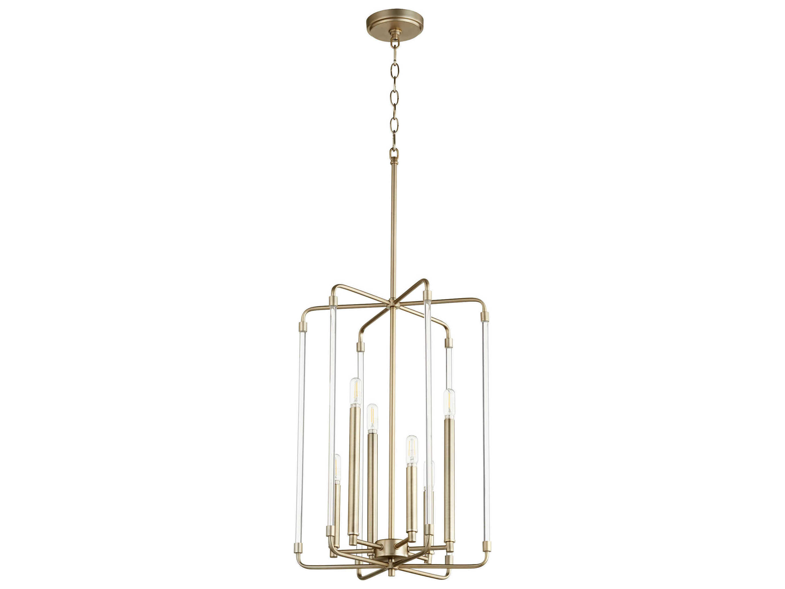 Quorum Optic 6-Light Aged Brass Candelabra Geometric Chandelier