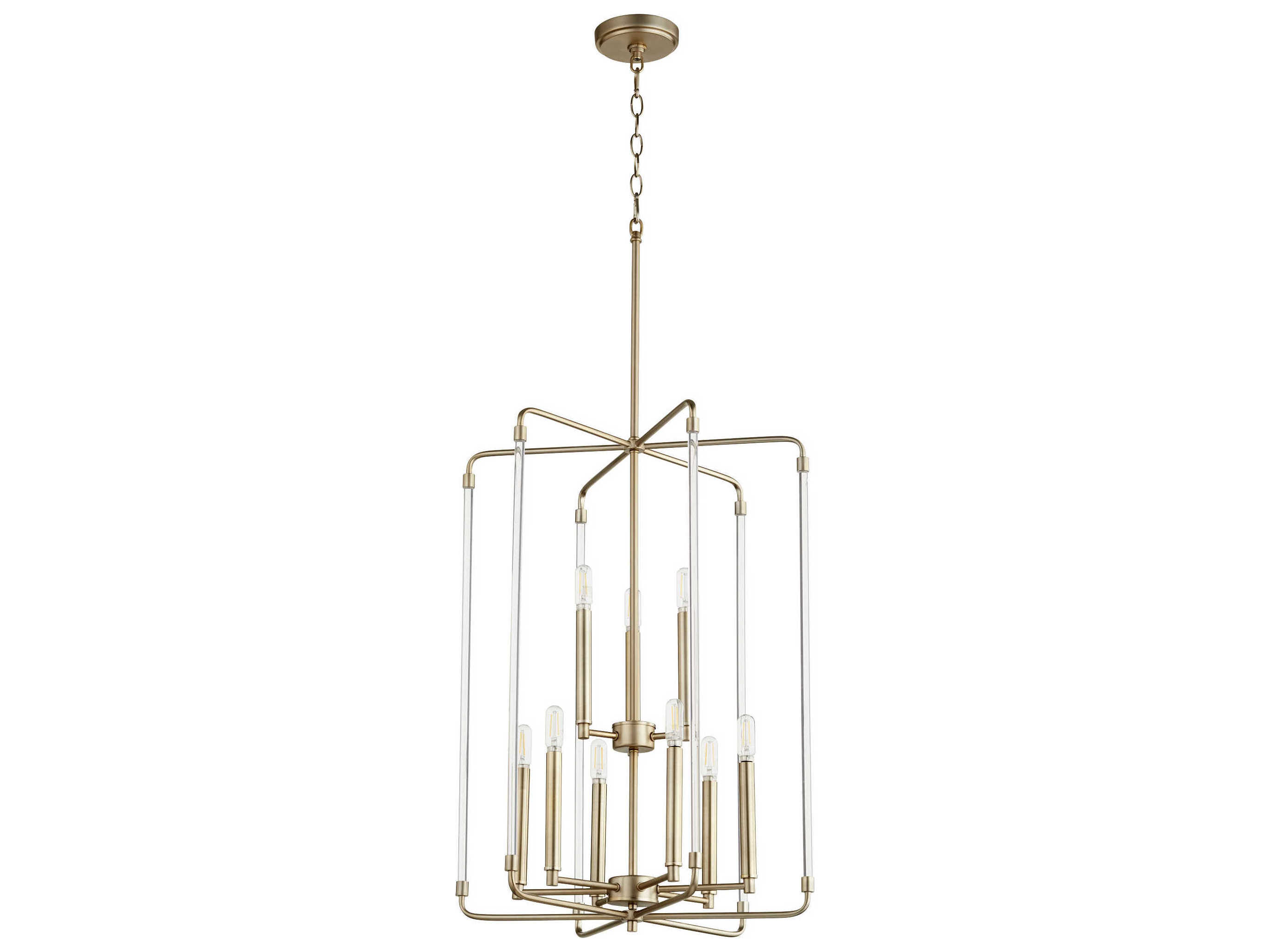 Quorum Optic 9-Light Aged Brass Candelabra Geometric Chandelier
