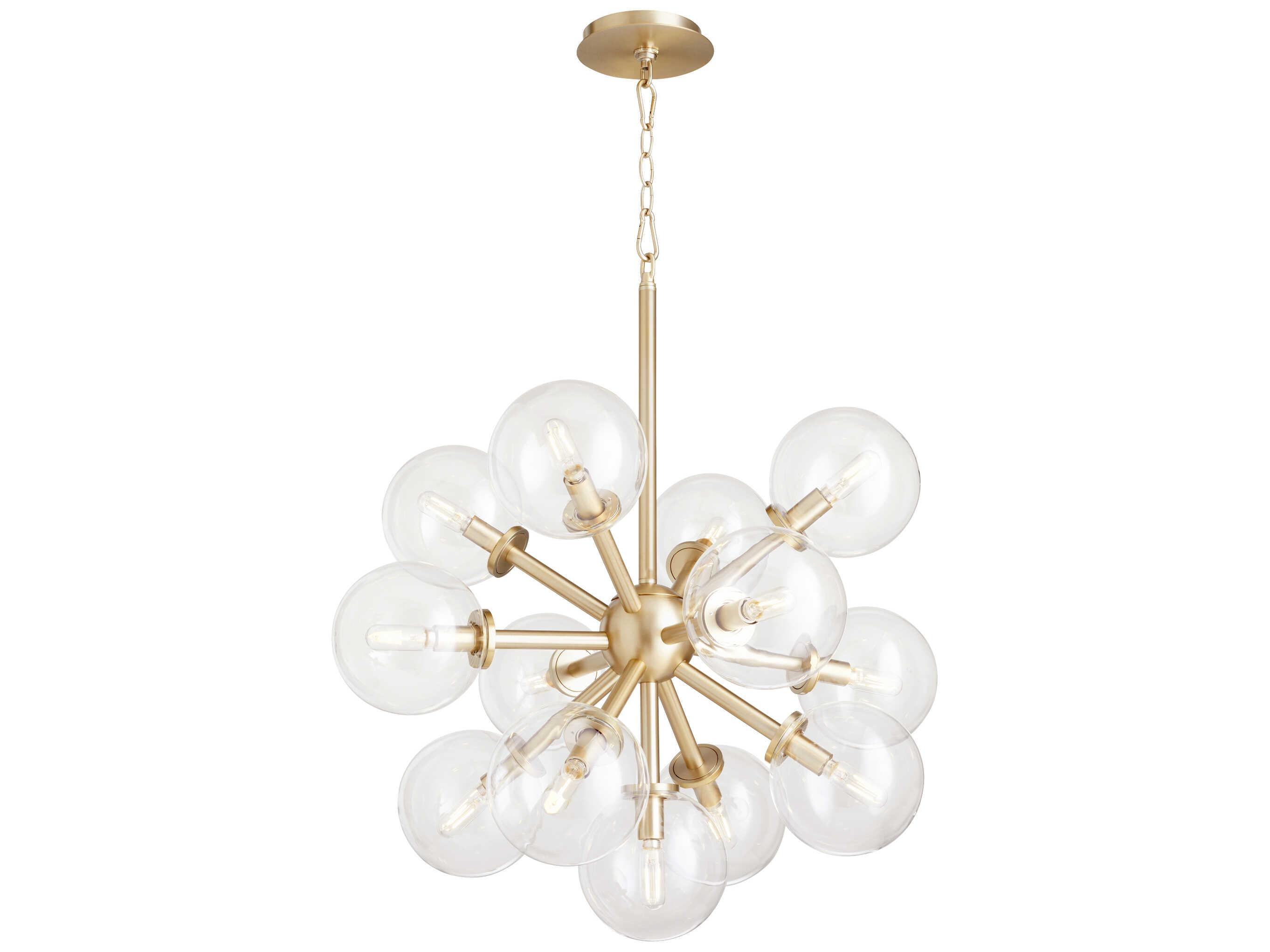 Quorum Rovi 13-Light Aged Brass Glass Globe Pendant