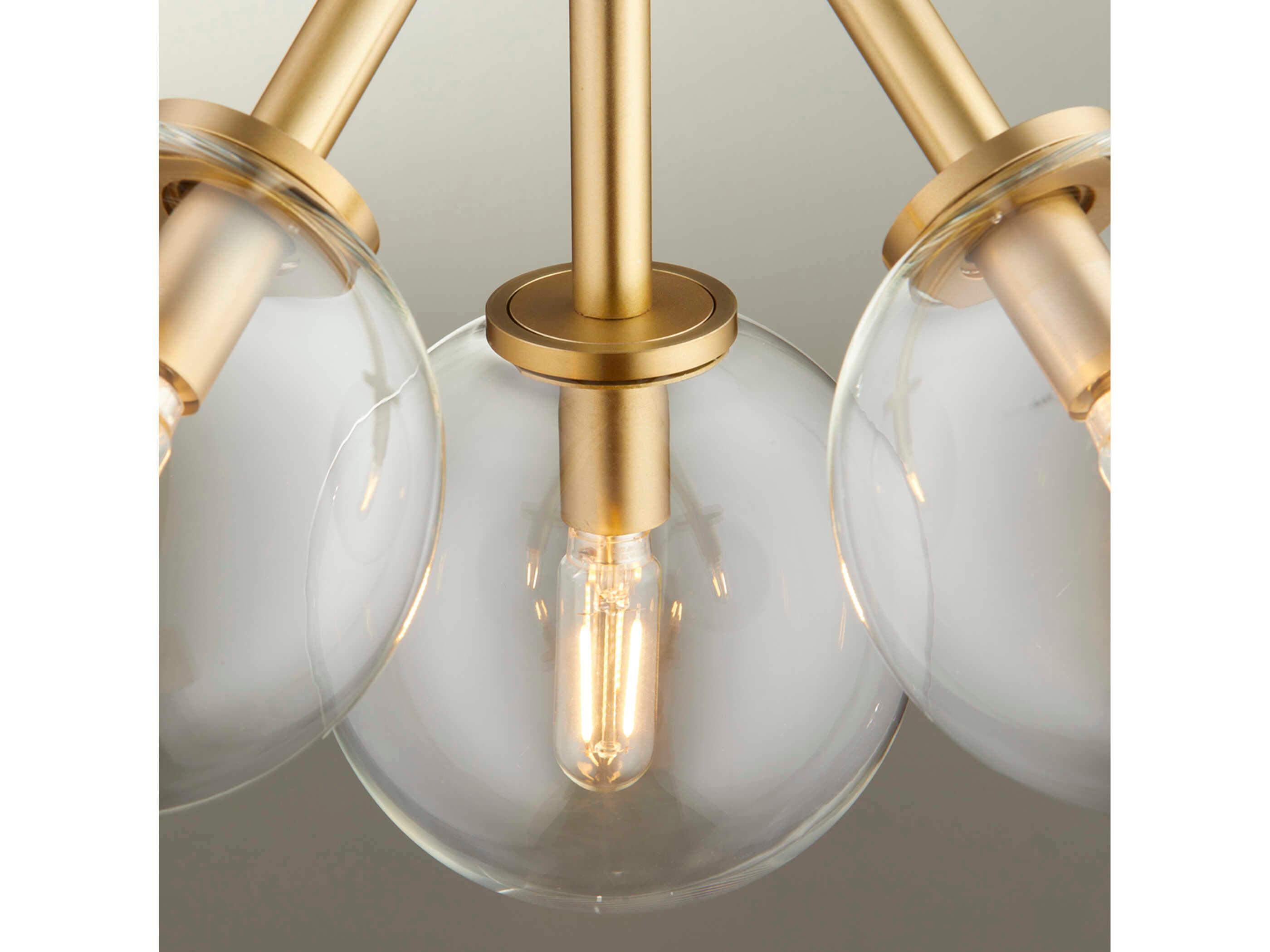 Quorum Rovi 3-Light Aged Brass Glass Globe Pendant