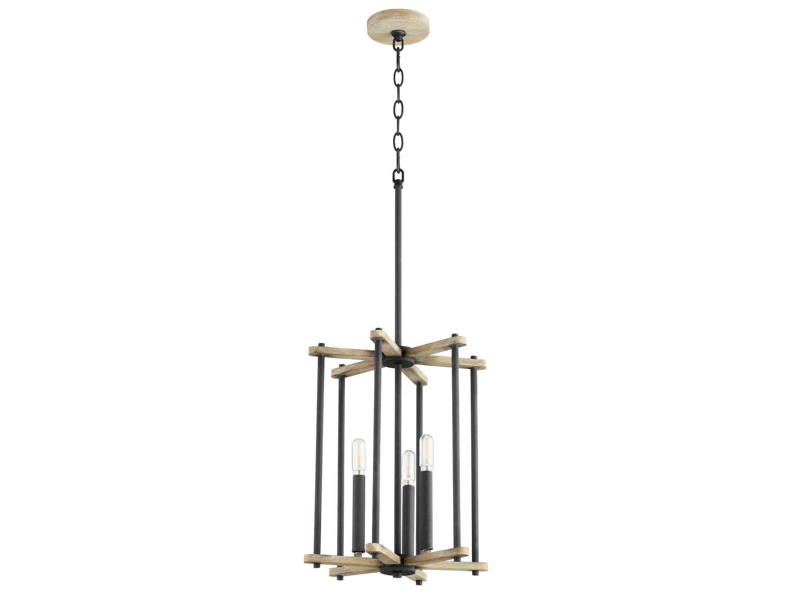 Quorum Silva 3-Light Noir With Weathered Oak Black Geometric Pendant