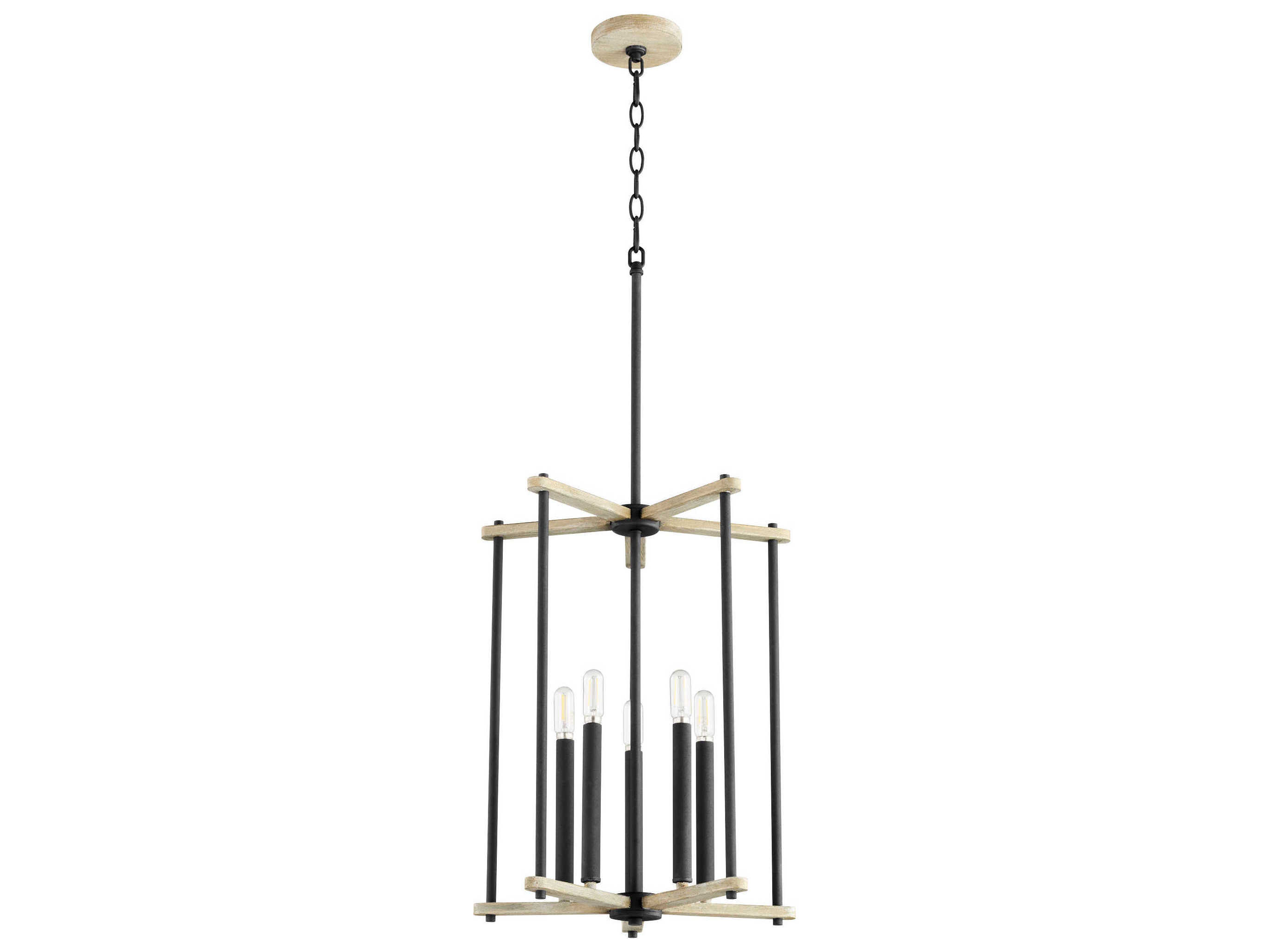 Quorum Silva 5-Light Noir With Weathered Oak Black Geometric Pendant