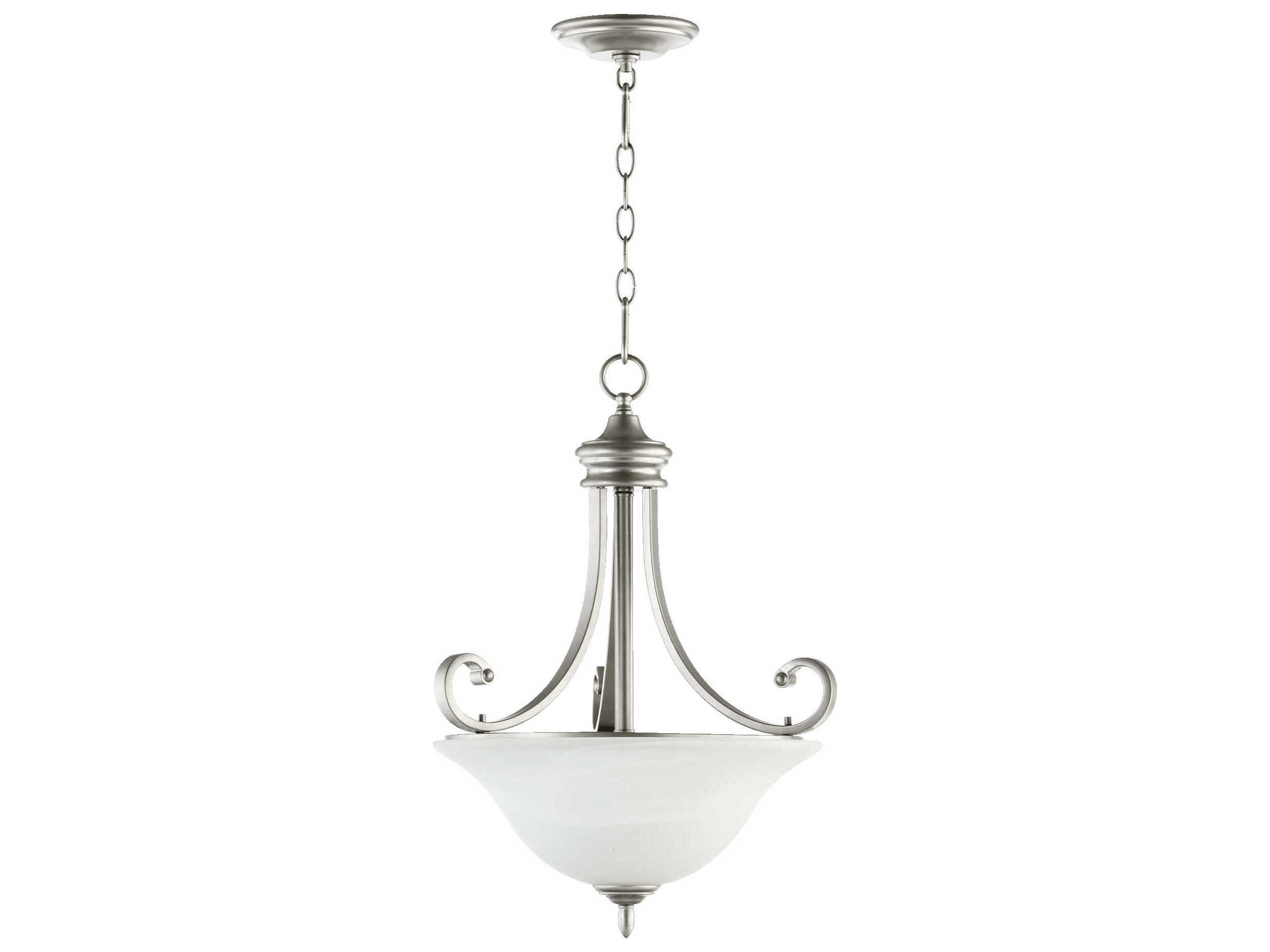 Quorum Bryant 3-Light Classic Nickel Glass Bowl Pendant
