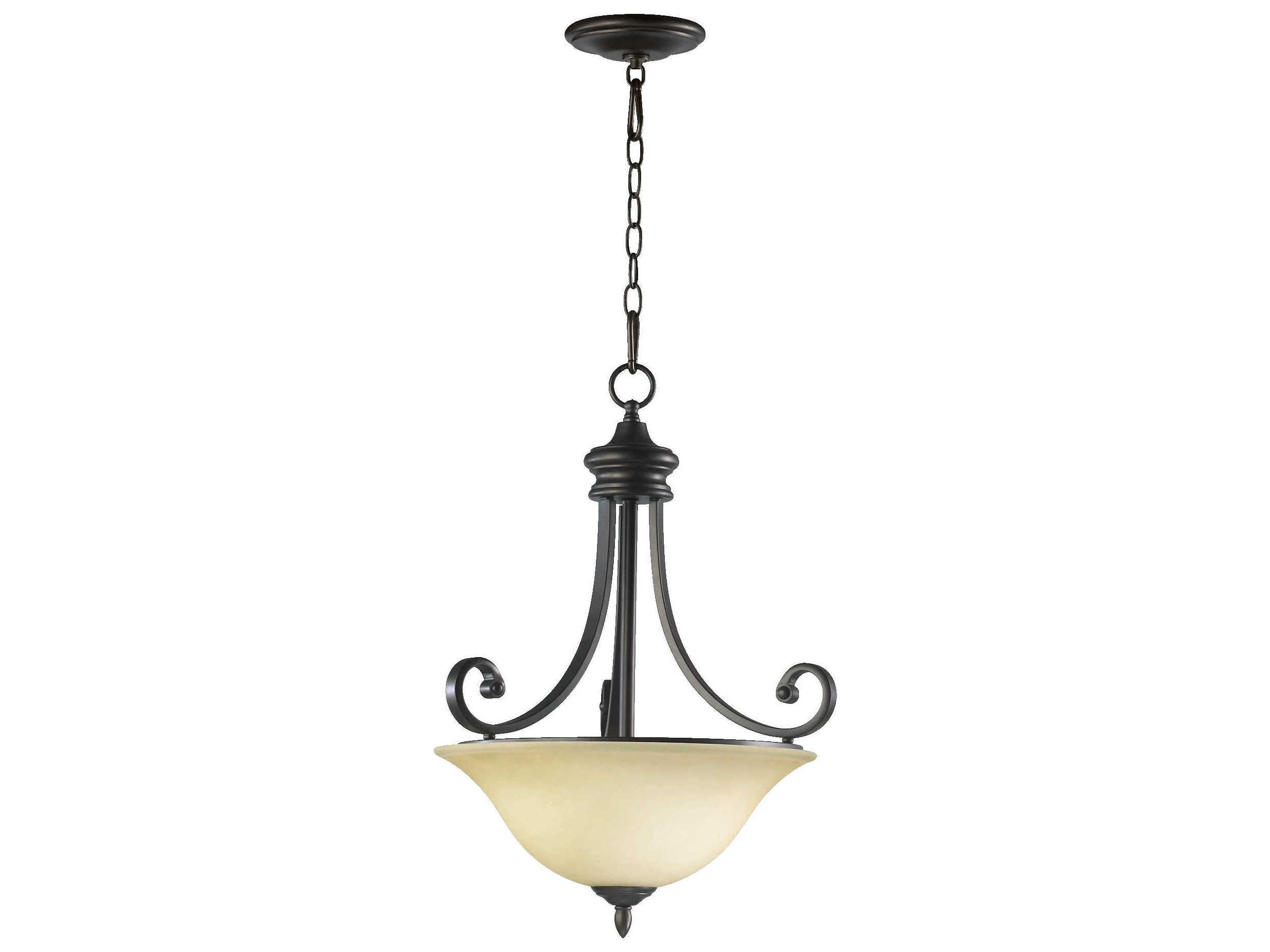 Quorum Bryant 3-Light Oiled Bronze Glass Bowl Pendant