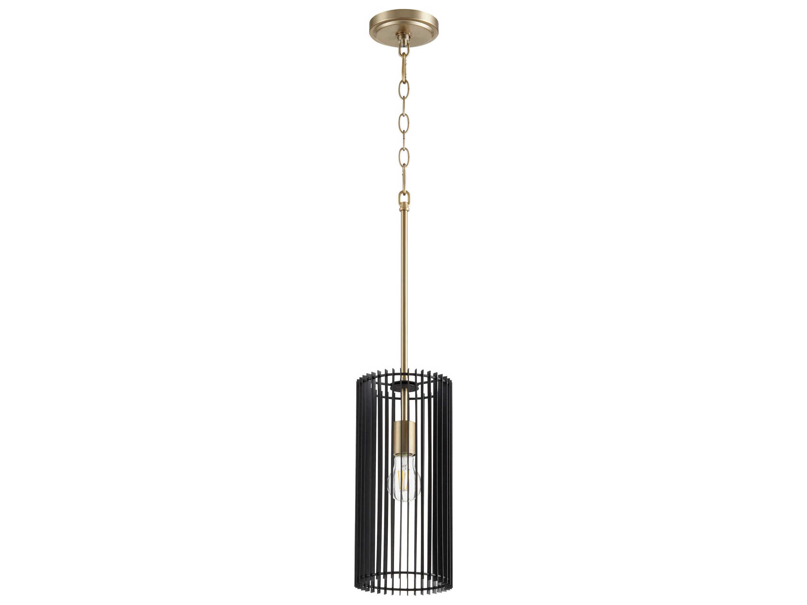 Quorum Finura 1-Light Aged Brass Cylinder Mini Pendant