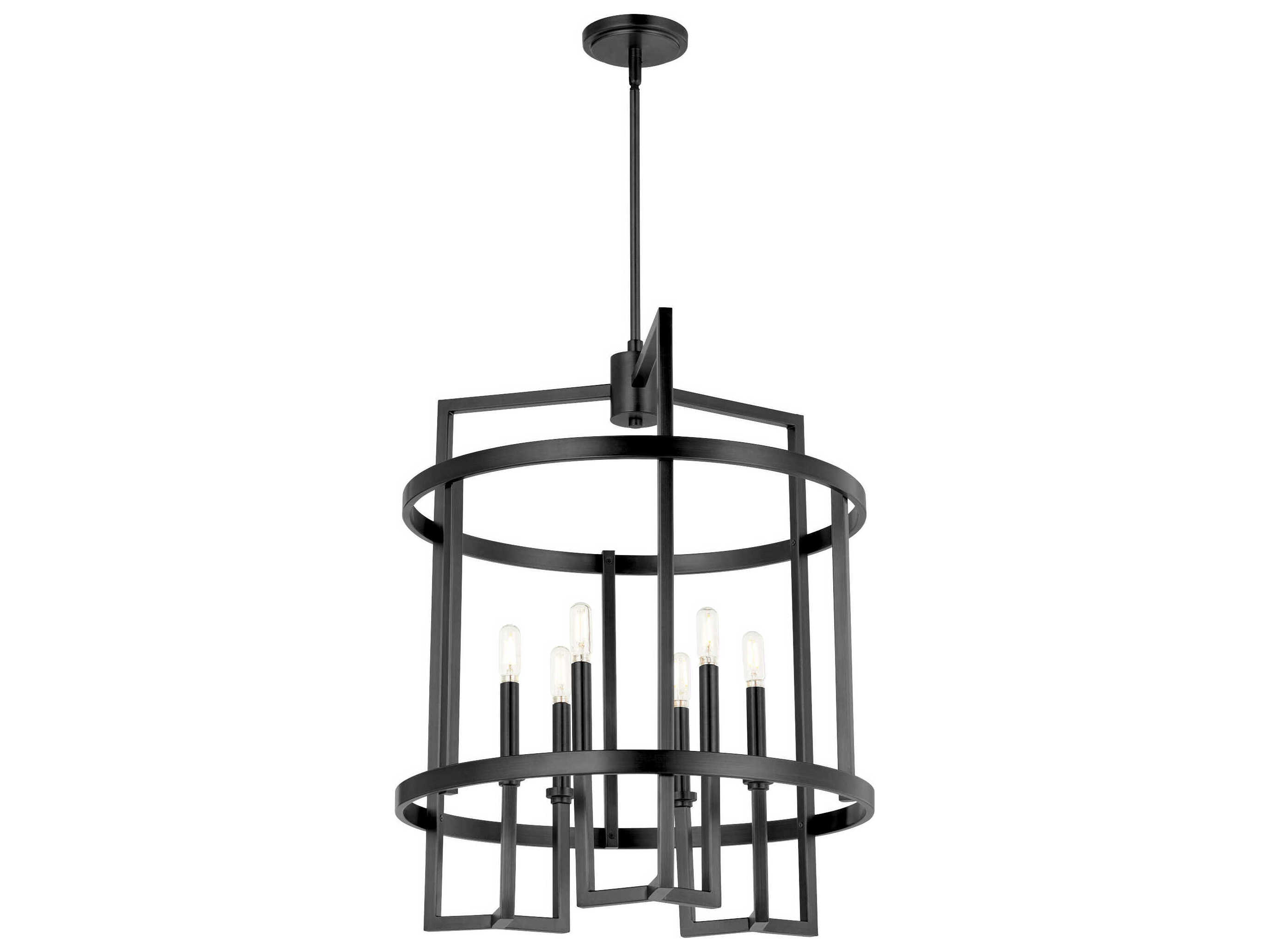Quorum Merrick 6-Light Matte Black Geometric Pendant