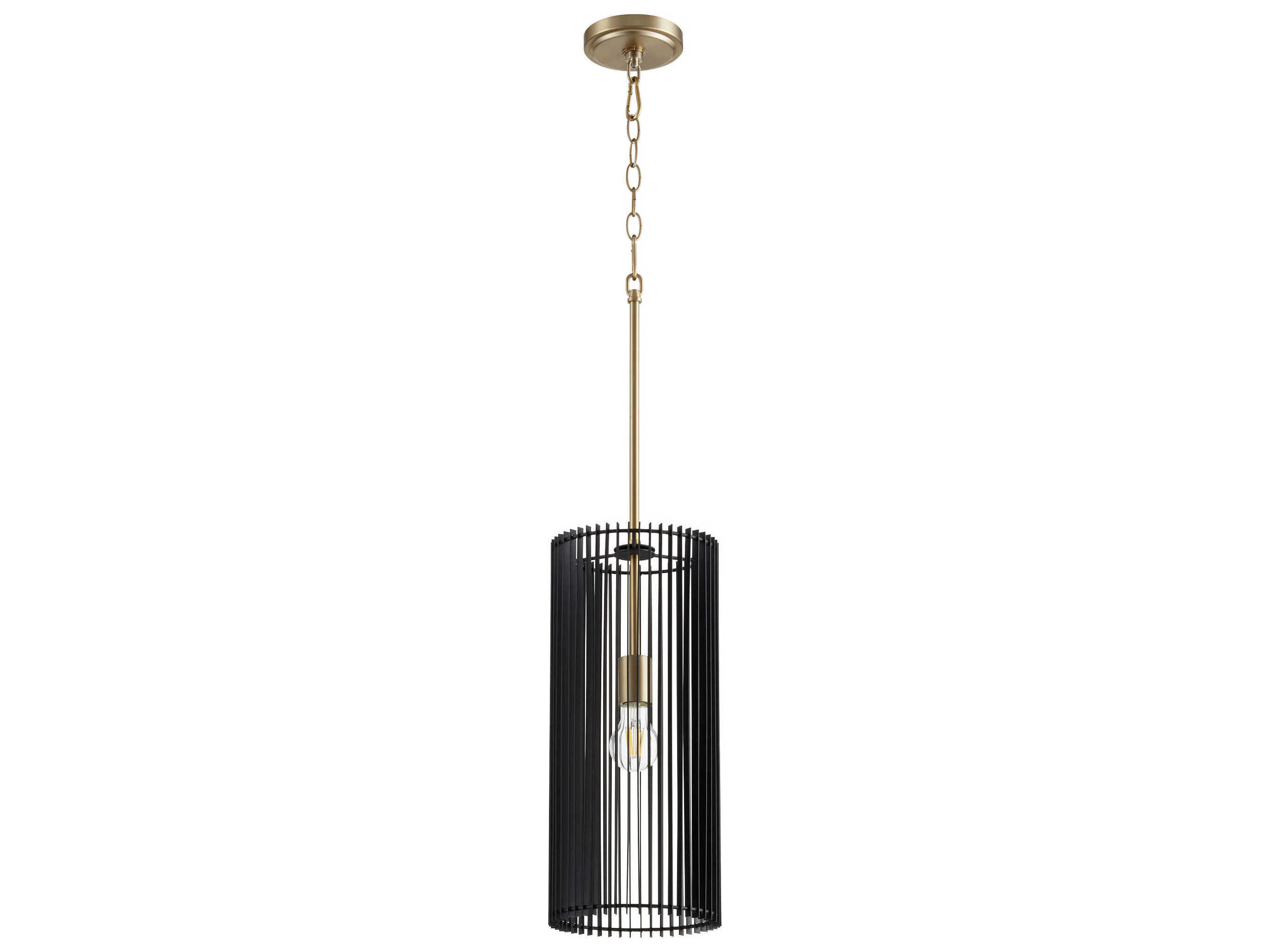 Quorum Finura 1-Light Aged Brass Cylinder Mini Pendant
