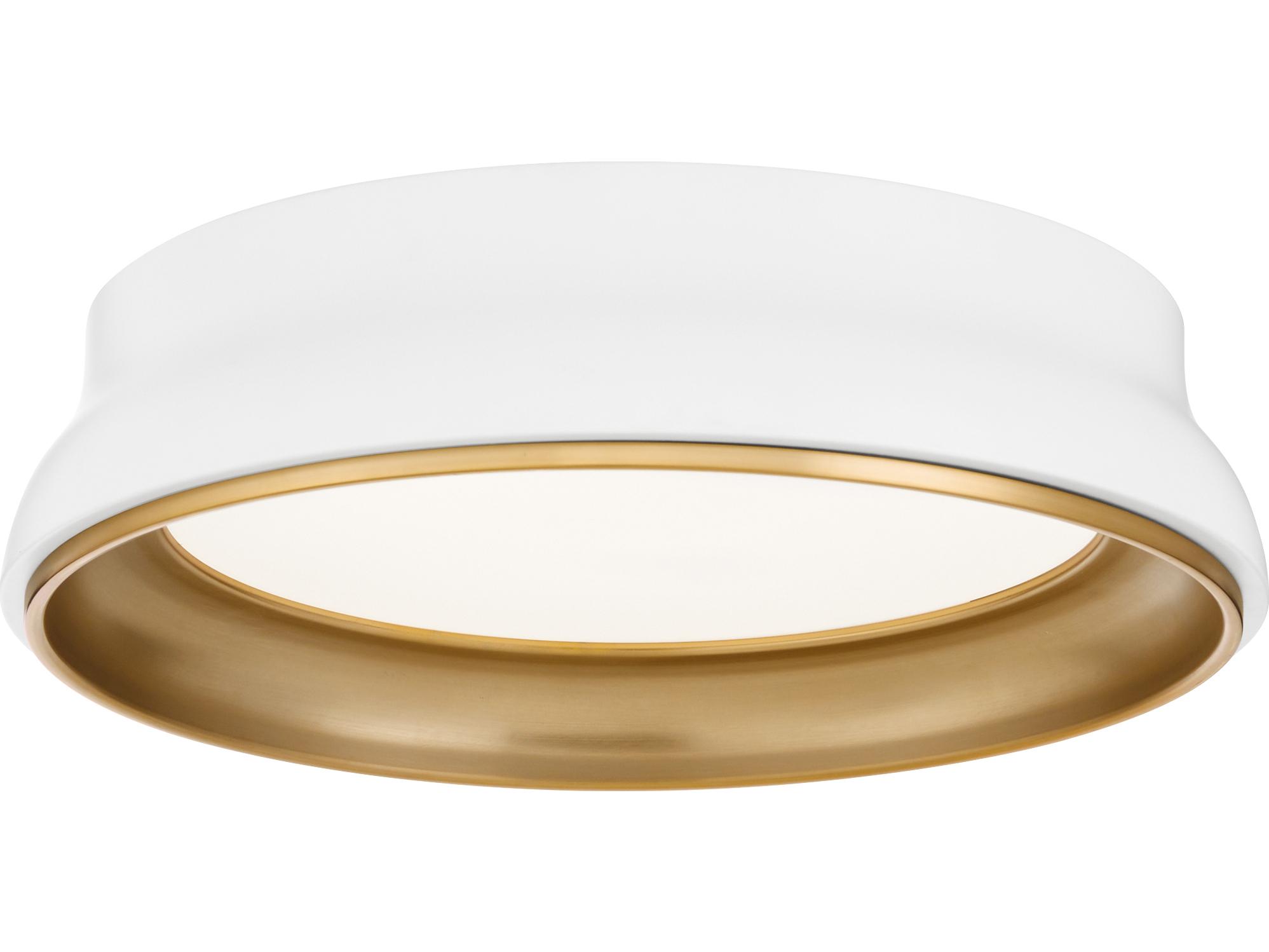 Quorum Legend Studio White Brushed Brass Flush Mount