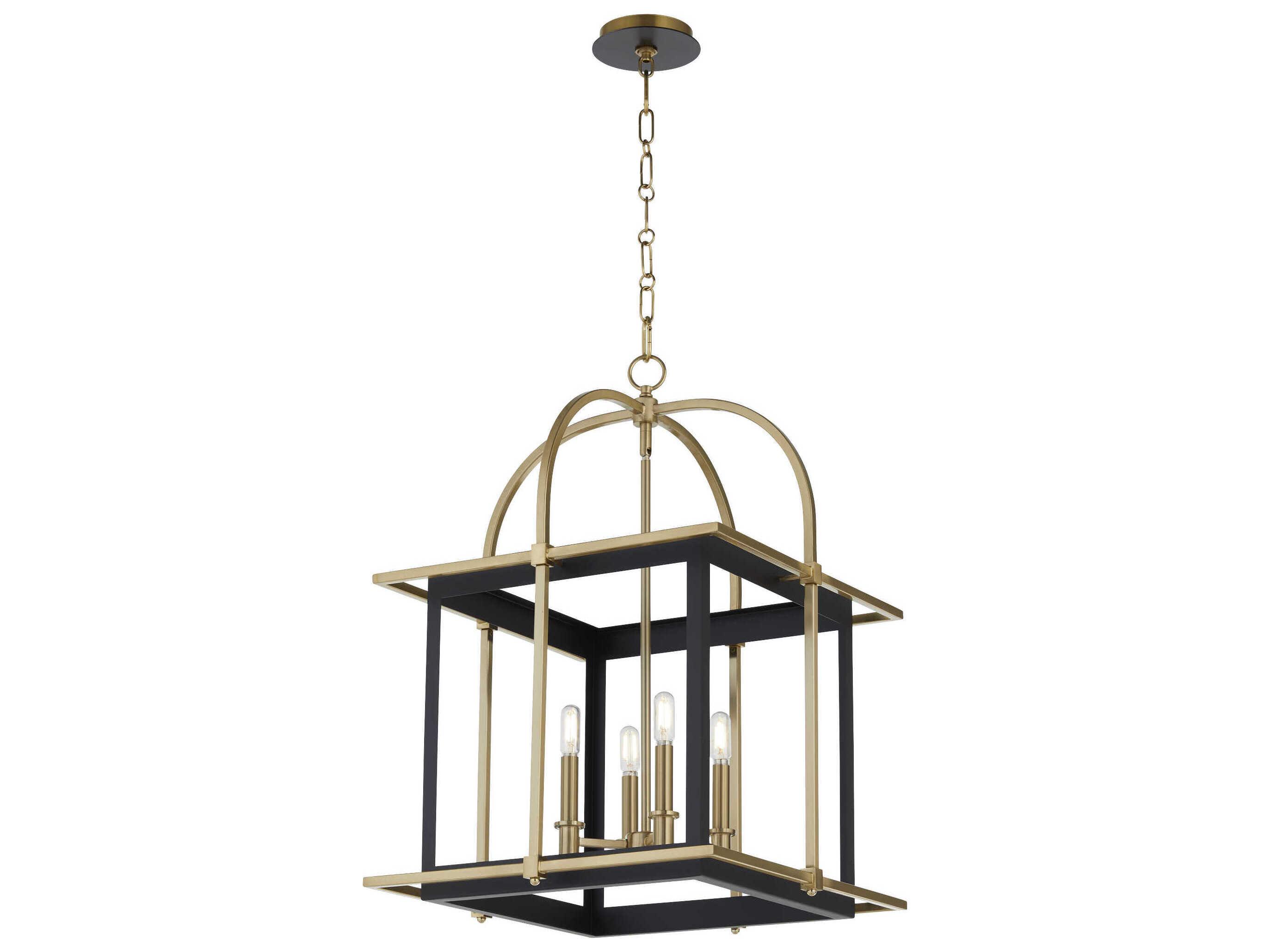 Quorum Moritz 4-Light Matte Black Aged Brass Pendant