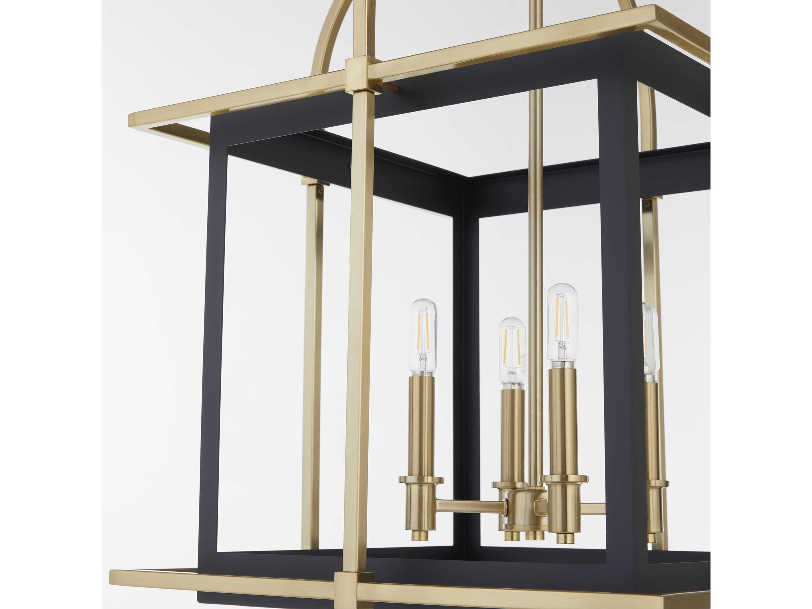 Quorum Moritz 4-Light Matte Black Aged Brass Pendant