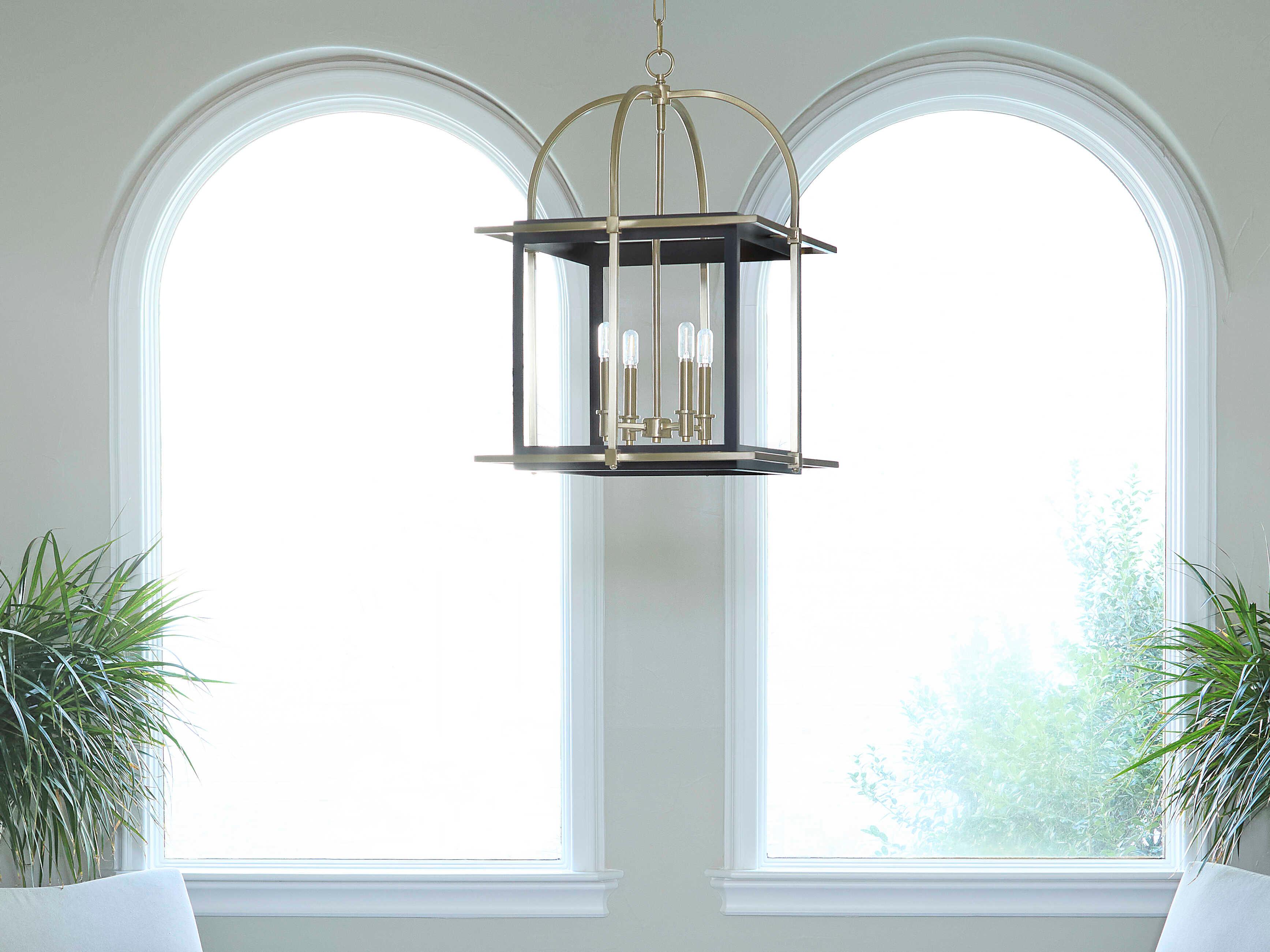 Quorum Moritz 4-Light Matte Black Aged Brass Pendant