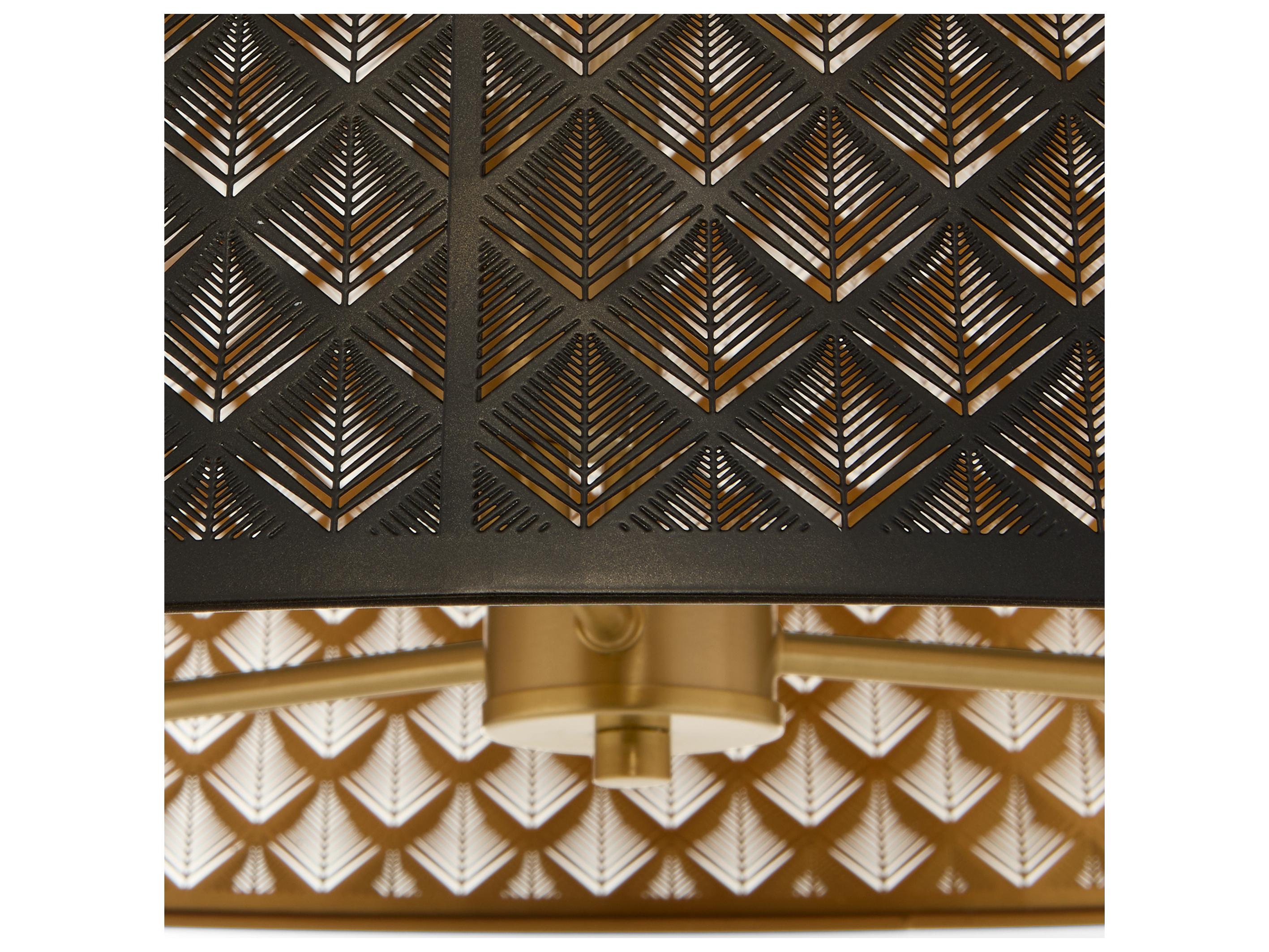 Quorum Benedict 3-Light Matte Black Aged Brass Drum Pendant