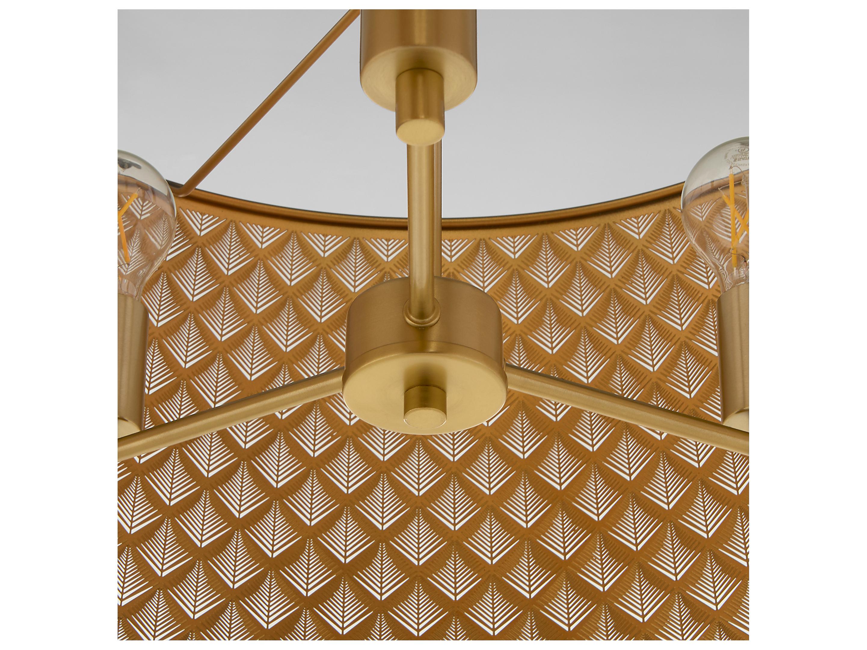 Quorum Benedict 3-Light Matte Black Aged Brass Drum Pendant