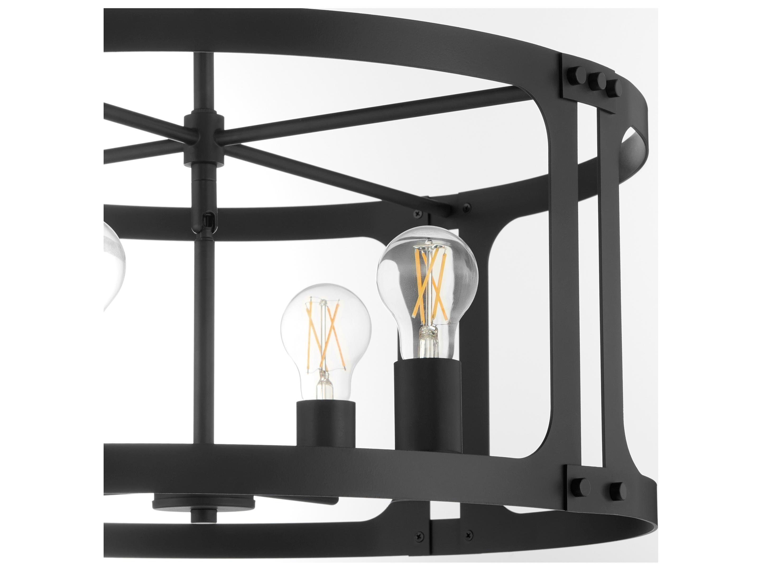 Quorum Colburn 4-Light Matte Black Drum Lantern Pendant