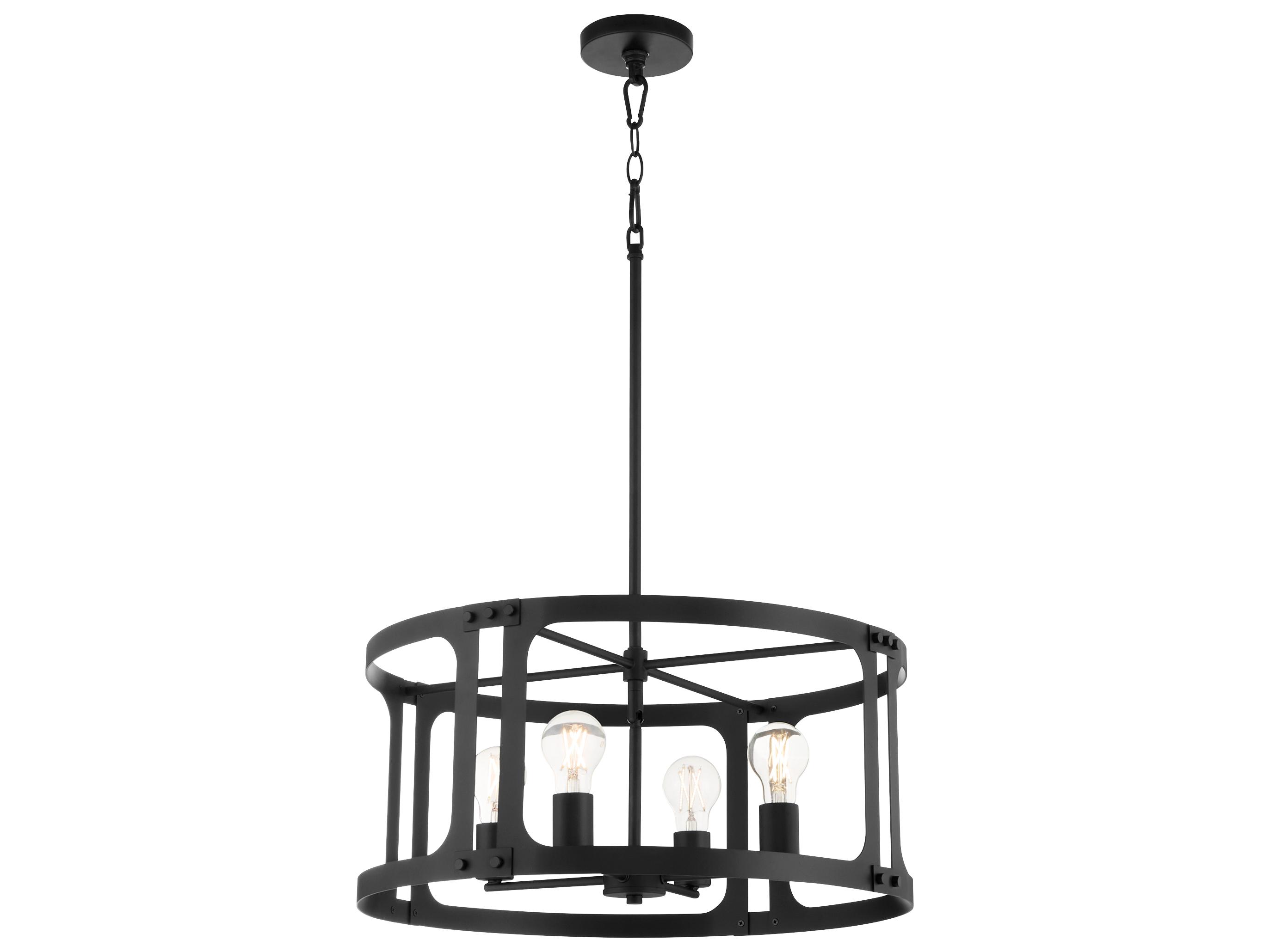 Quorum Colburn 4-Light Matte Black Drum Lantern Pendant