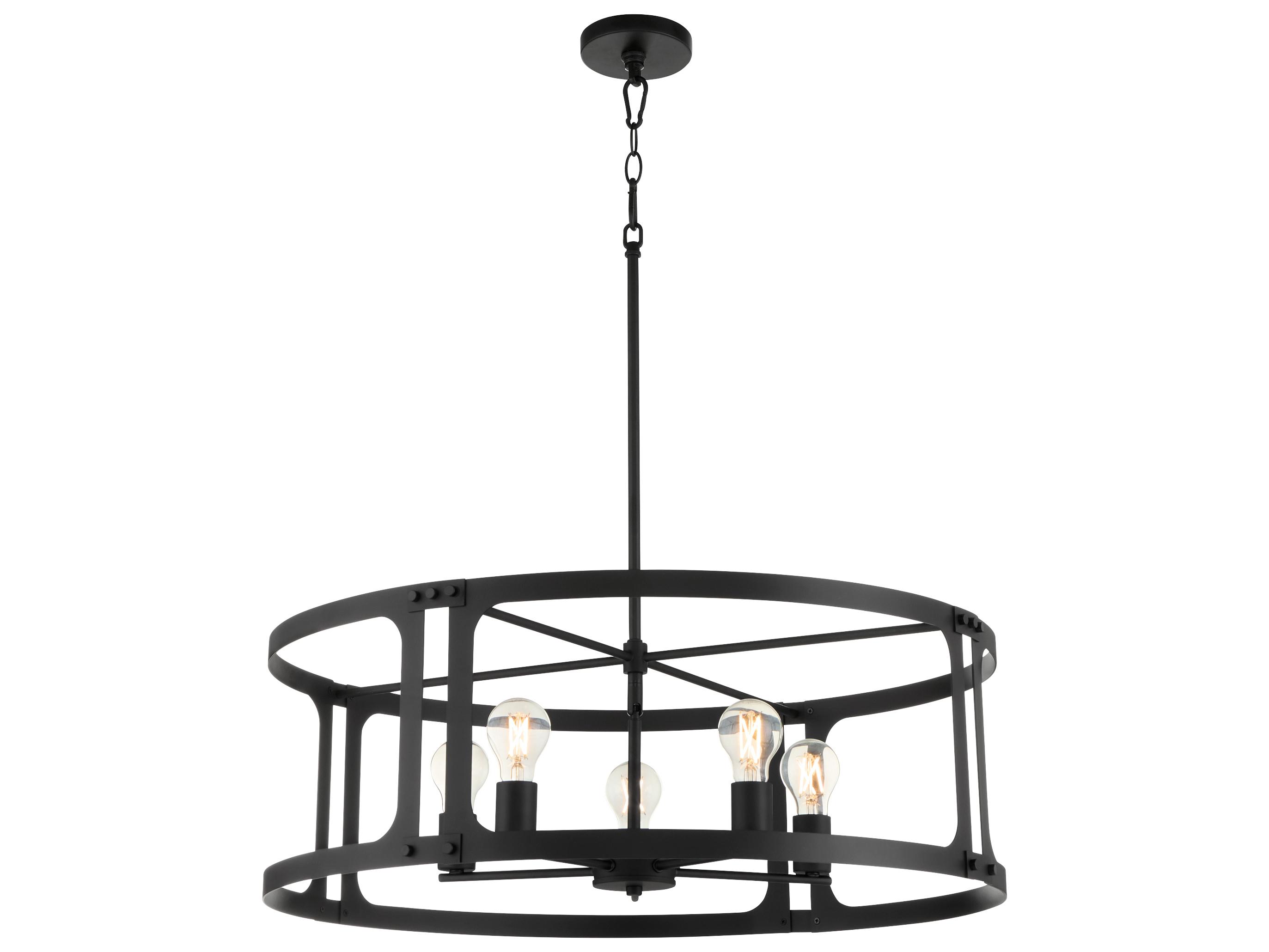 Quorum Colburn 5-Light Matte Black Drum Lantern Pendant