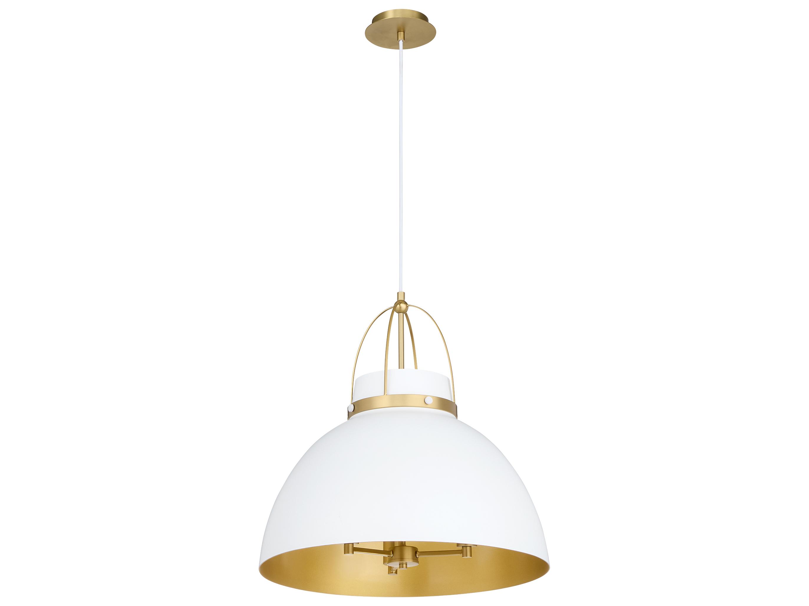 Quorum Pruitt 3-Light Studio White Aged Brass Dome Pendant