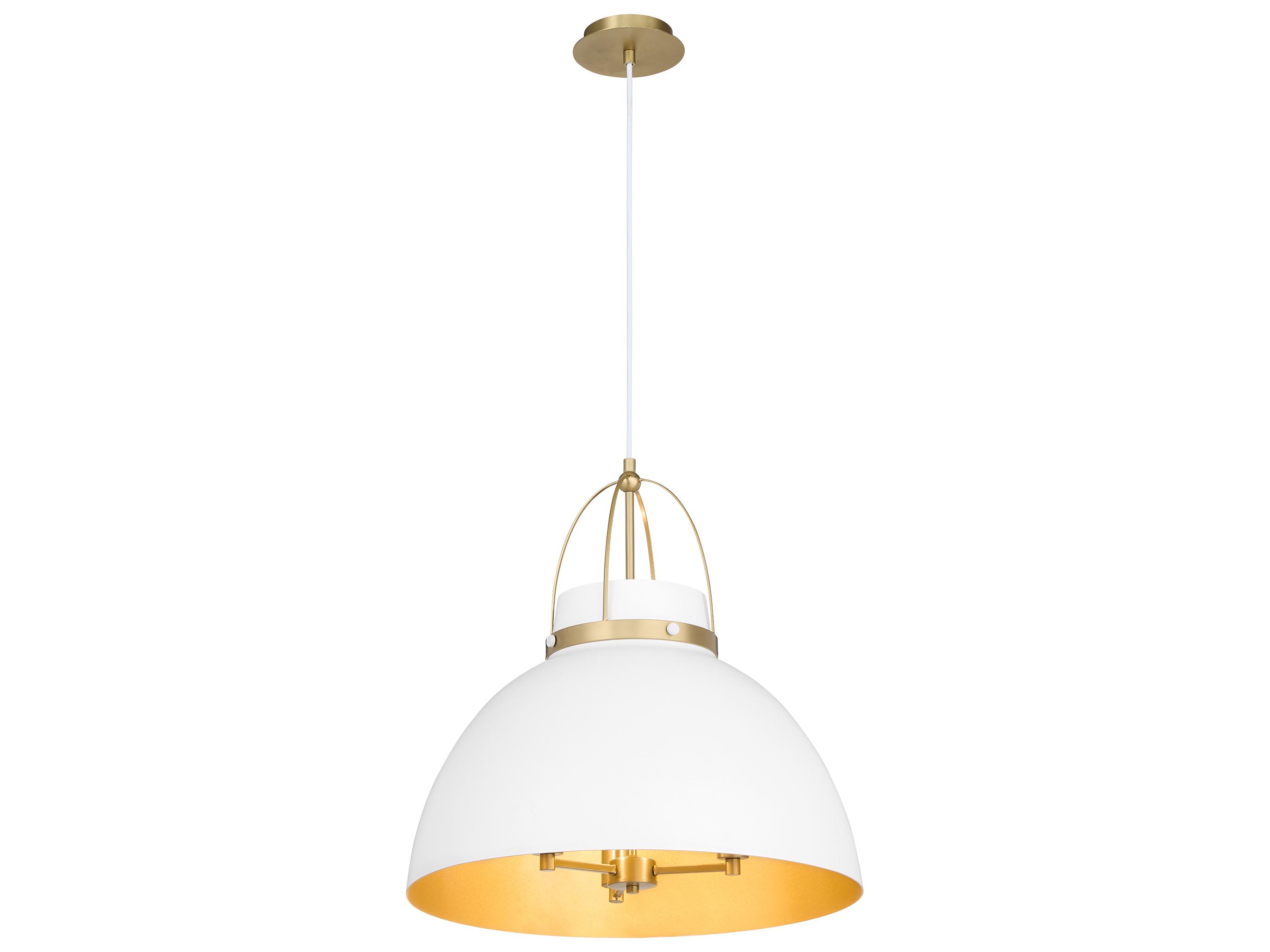 Quorum Pruitt 3-Light Studio White Aged Brass Dome Pendant