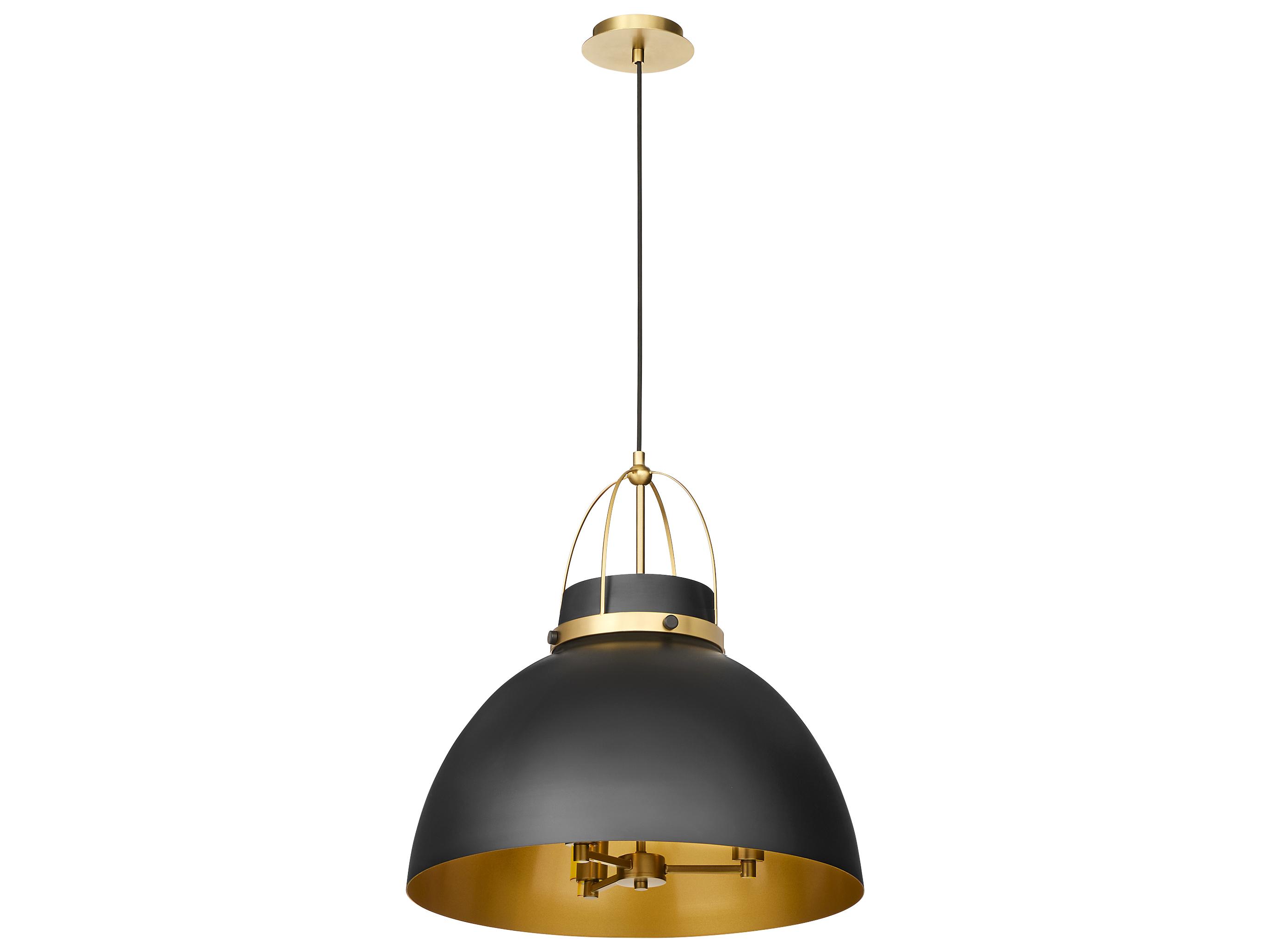 Quorum Pruitt 3-Light Matte Black Aged Brass Dome Pendant