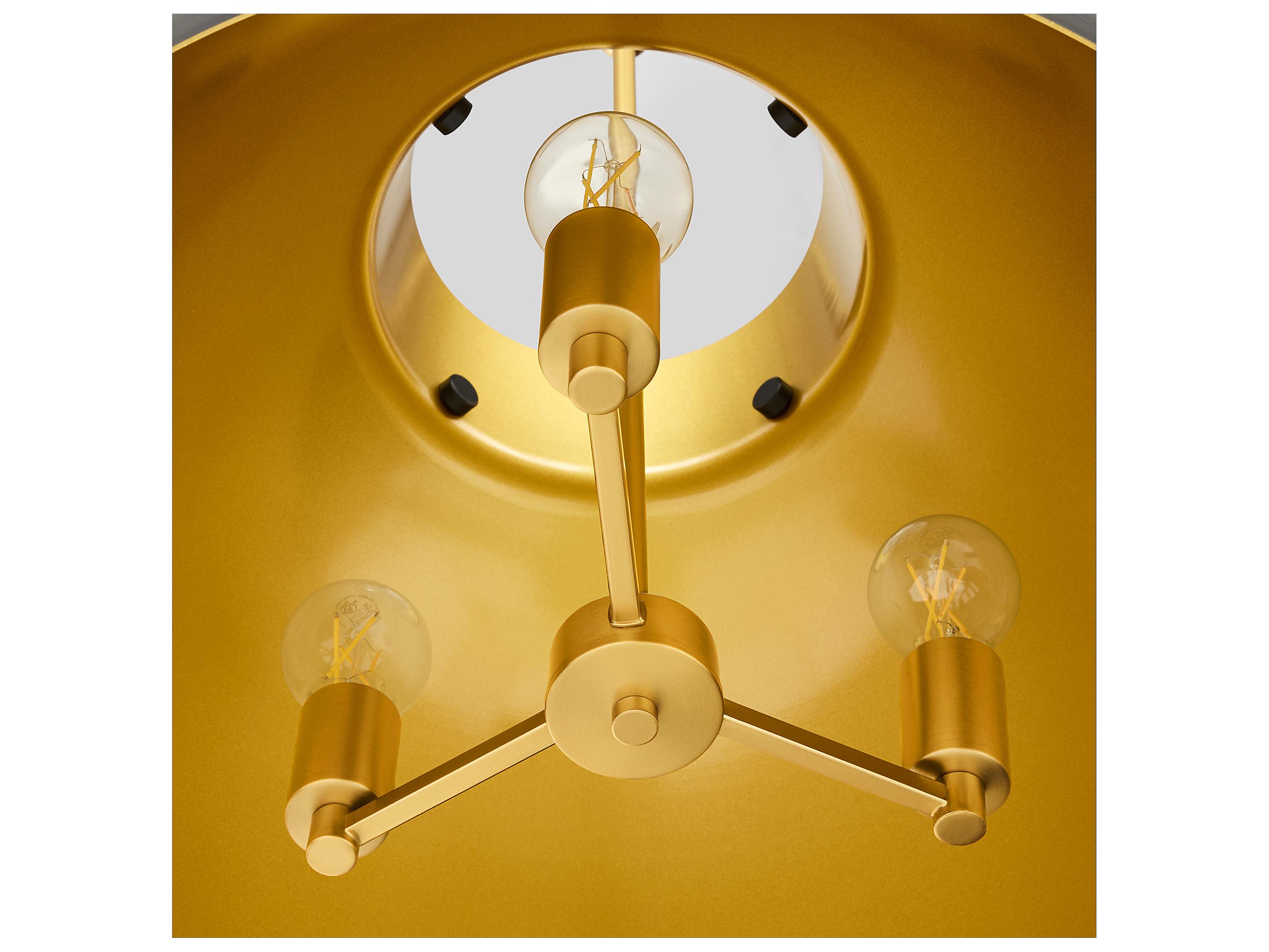 Quorum Pruitt 3-Light Matte Black Aged Brass Dome Pendant